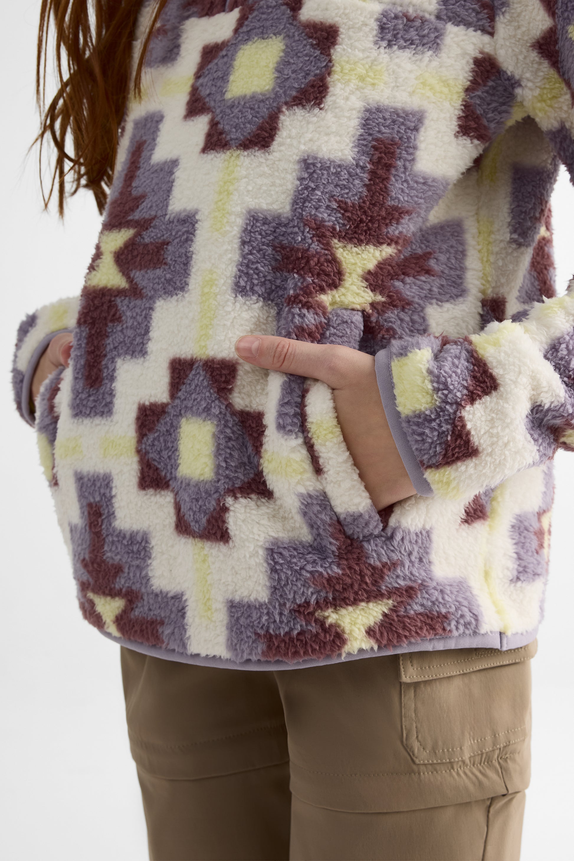 Chandail ample en plush avec col montant - Ado fille && LILAS MULTI