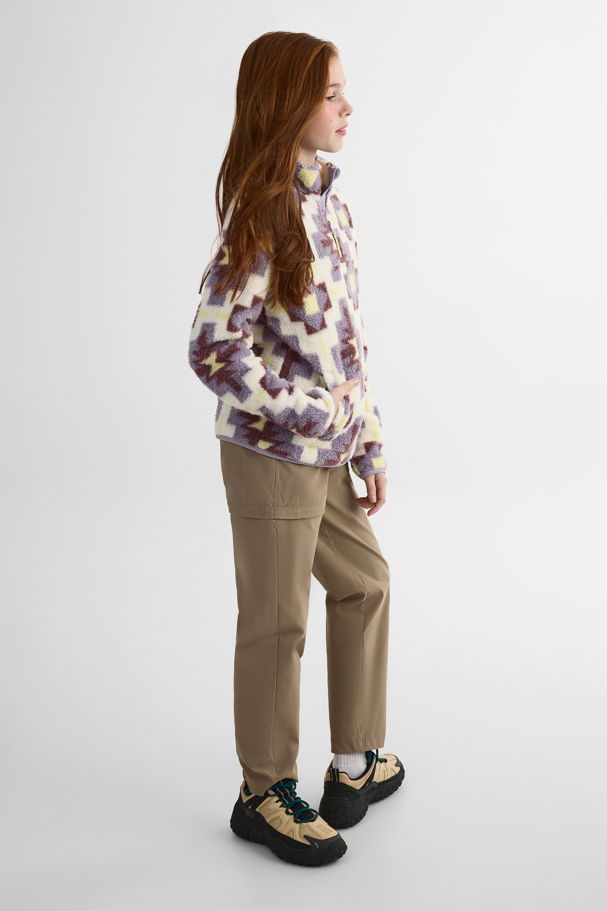 Chandail ample en plush avec col montant - Ado fille && LILAS MULTI