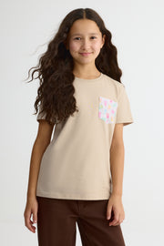 Chandail m/courtes uni avec poche - Ado fille && GRIS