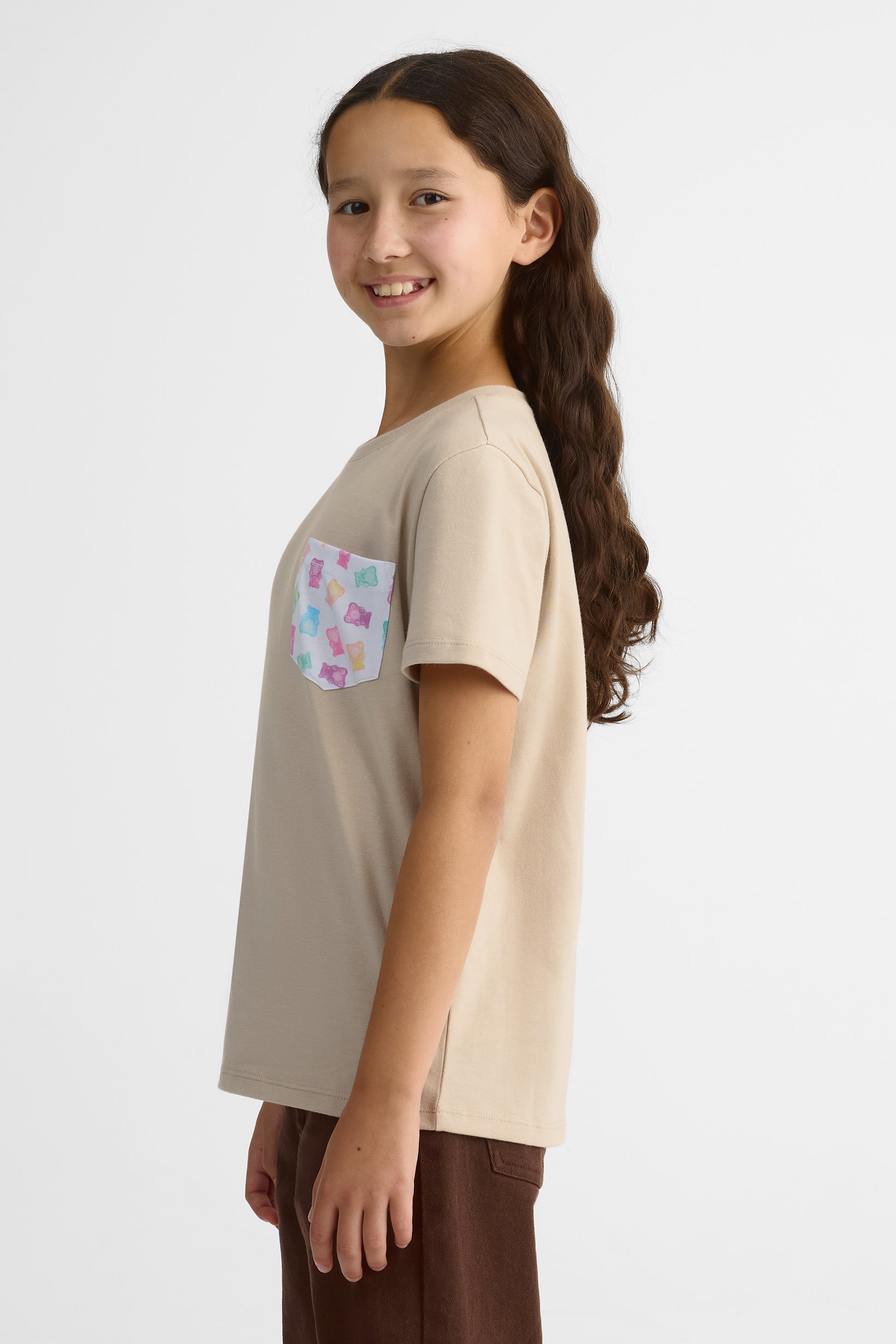 Chandail m/courtes uni avec poche - Ado fille && GRIS
