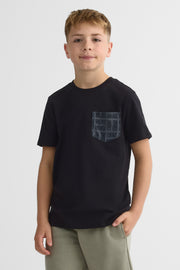 Chandail m/courtes col rond avec poche - Ado fille 2/25$ && NOIR