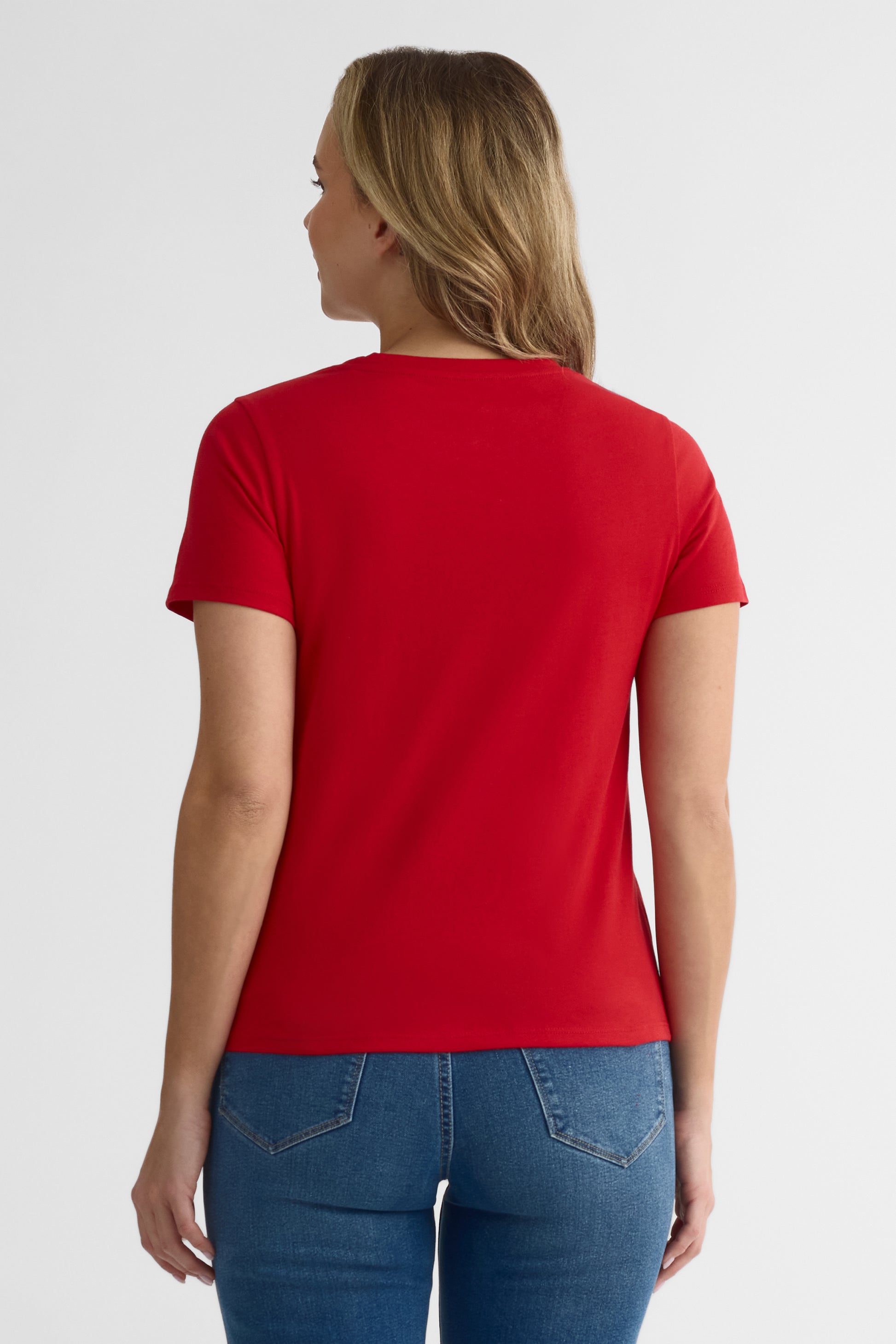 Chandail m/courtes col rond avec poche - Femme 2/30$ && ROUGE