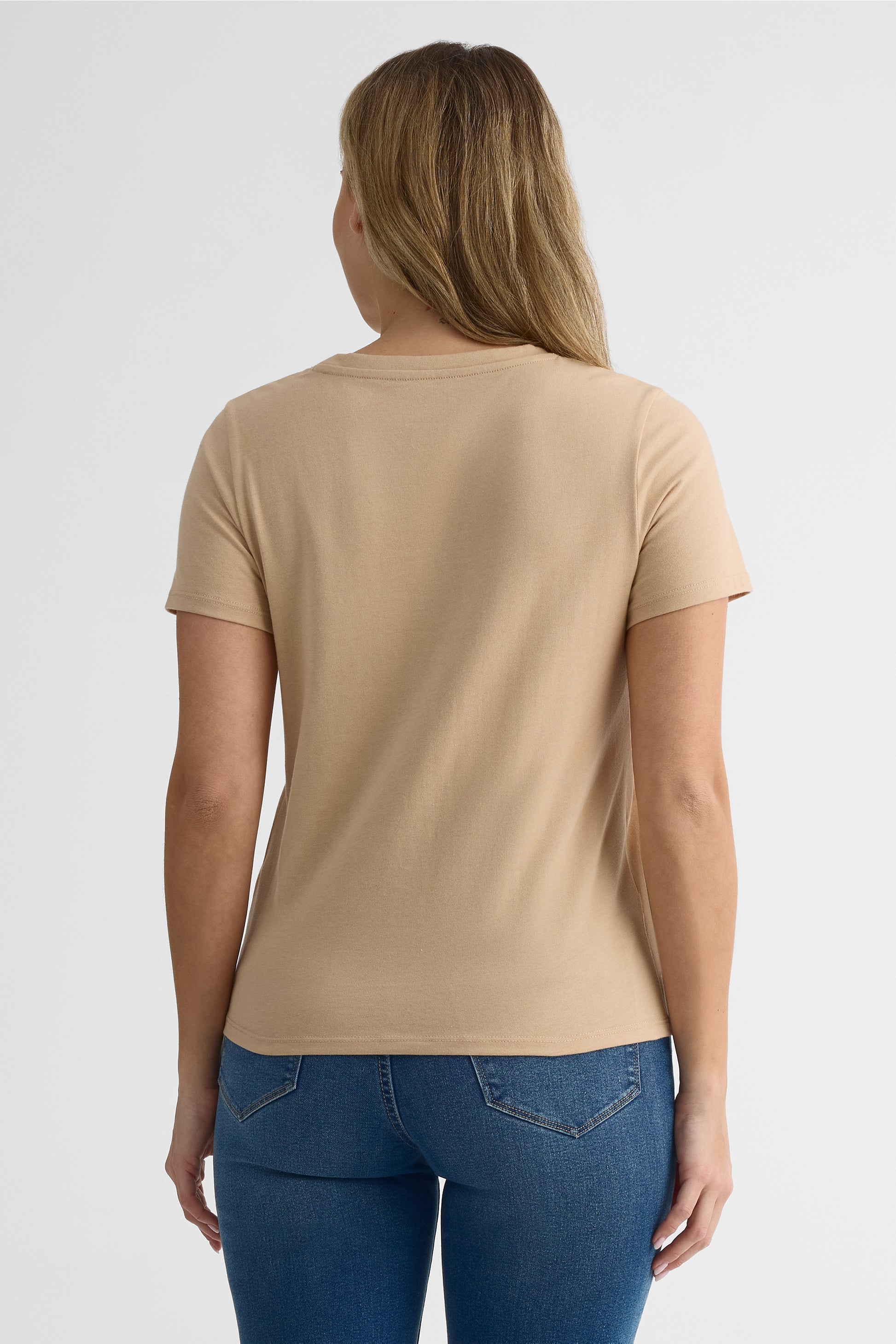 Chandail m/courtes col rond avec poche - Femme 2/30$ && TAUPE