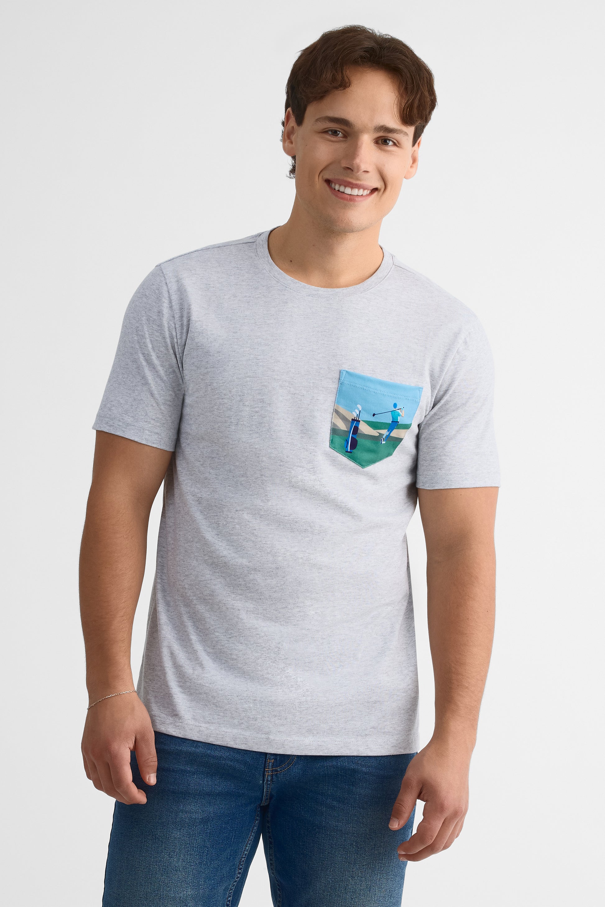 Chandail col rond coupe droite – Homme 2/30$ && GRIS MIXTE
