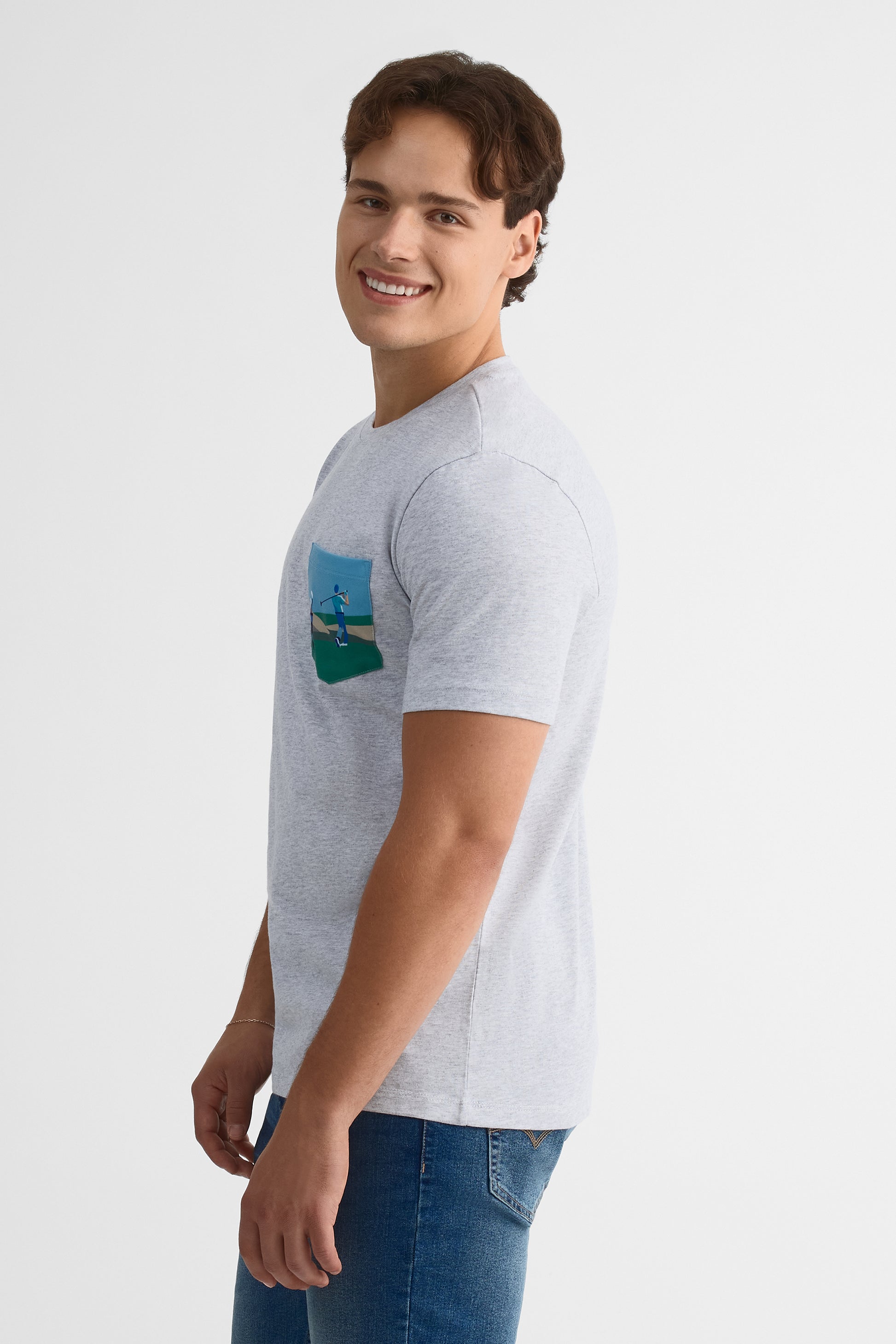 Chandail col rond coupe droite – Homme 2/30$ && GRIS MIXTE