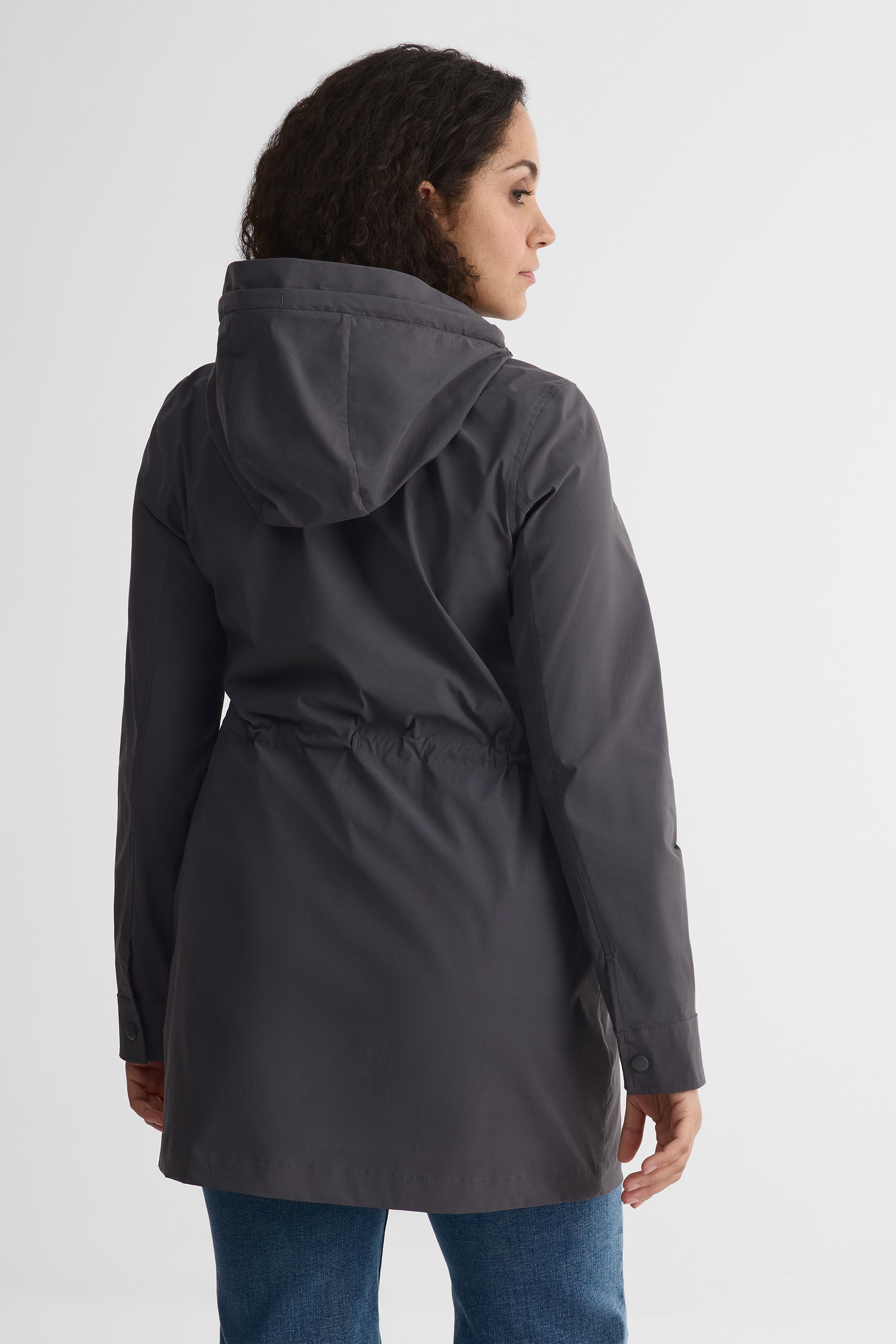 Manteau de ville 3/4 avec capuchon - Femme && CHARBON