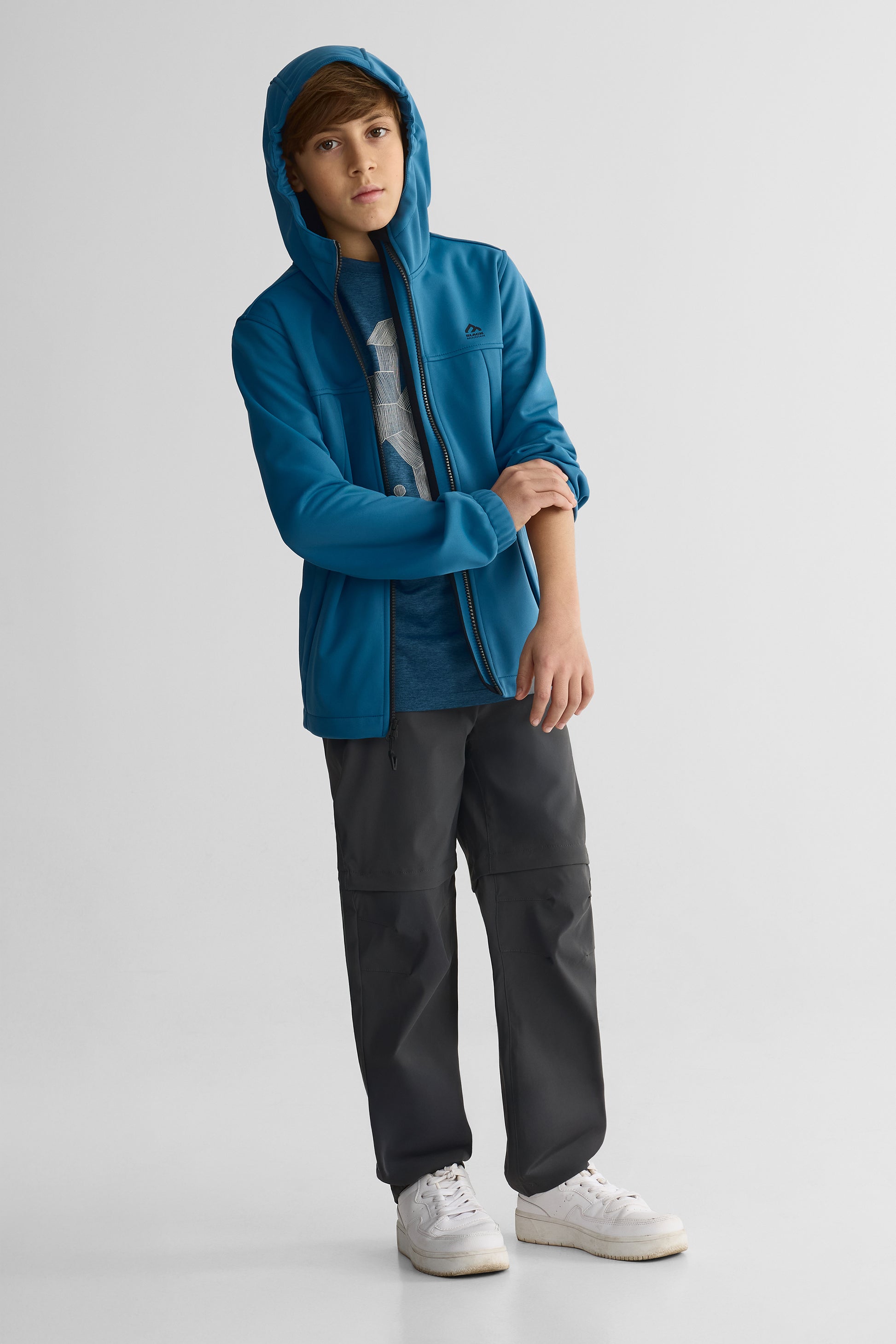 Manteau uni avec capuchon - Ado fille && BLEU FONCE
