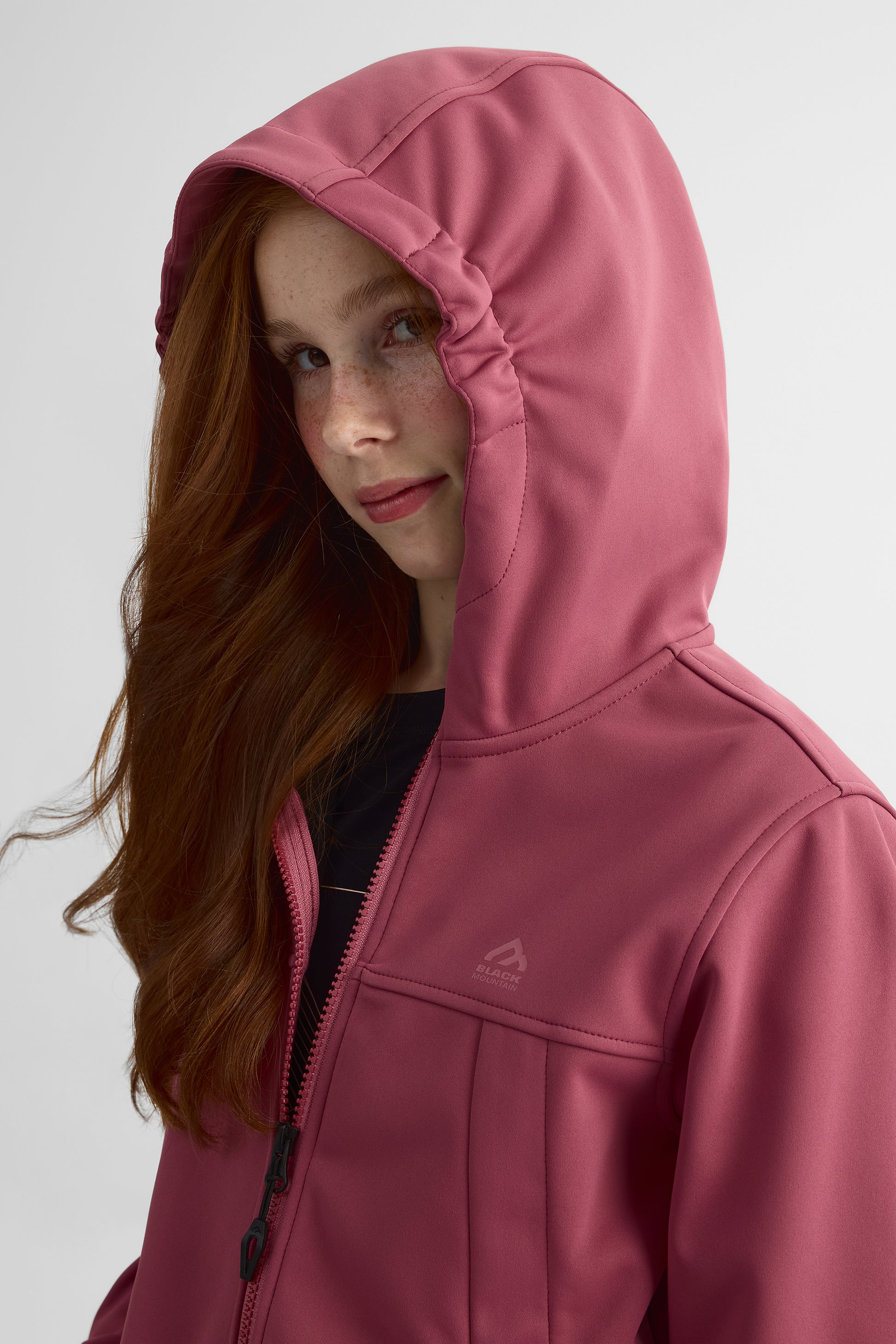 Manteau softshell uni avec capuchon - Ado fille && ROUGE VIN