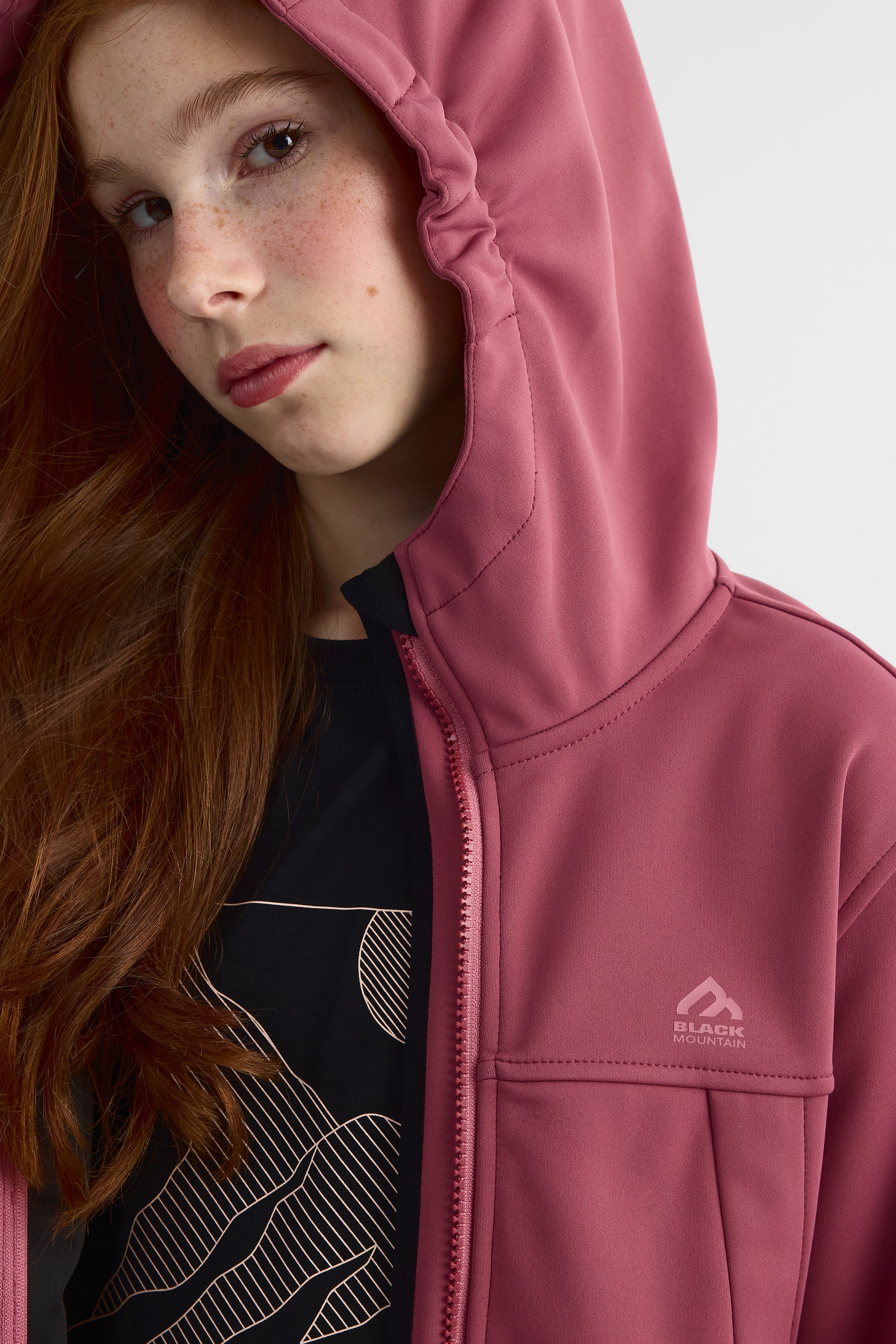 Manteau softshell uni avec capuchon - Ado fille && ROUGE VIN