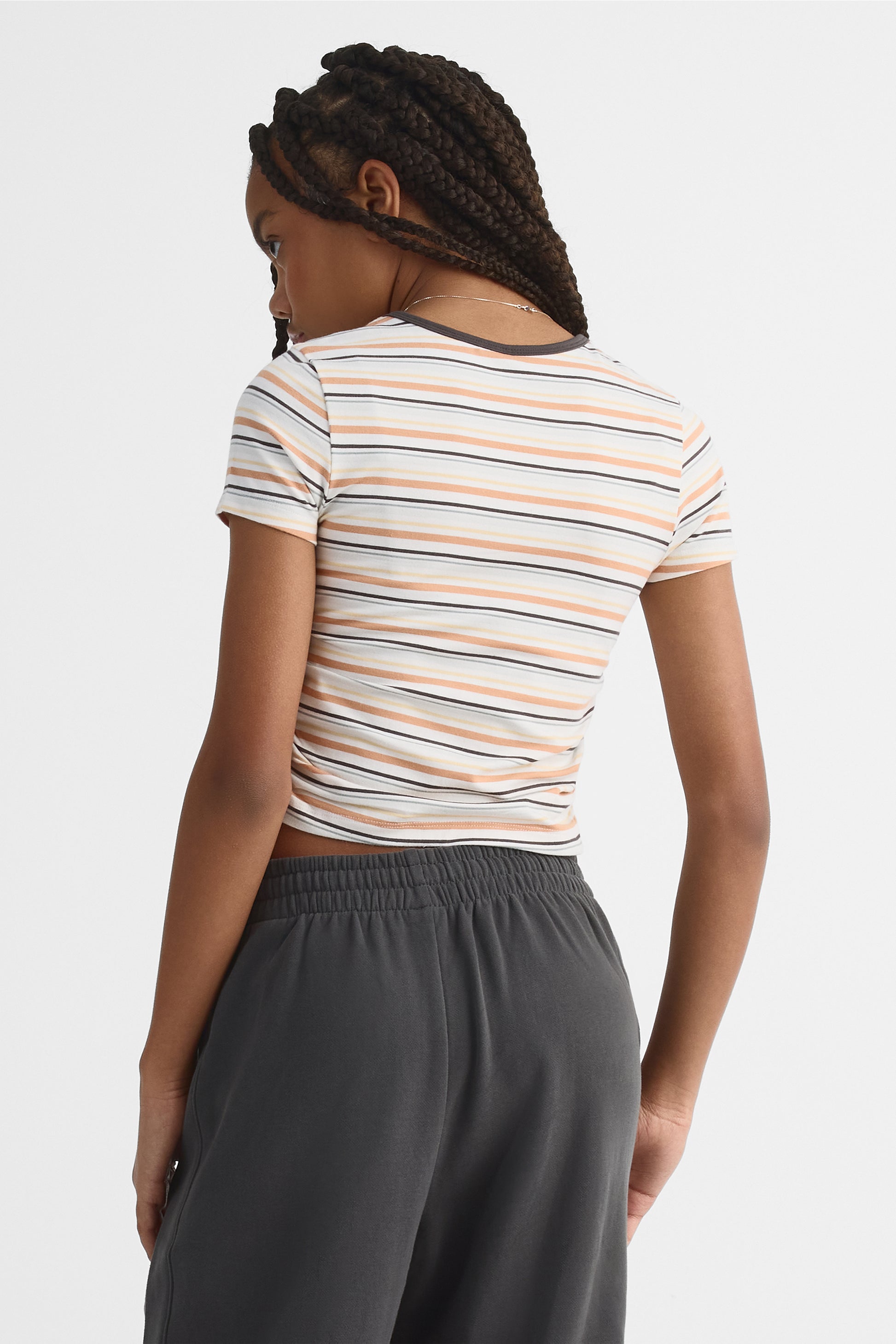 Chandail M/courtes col rond stretch - Ado fille && BLANC MULTI