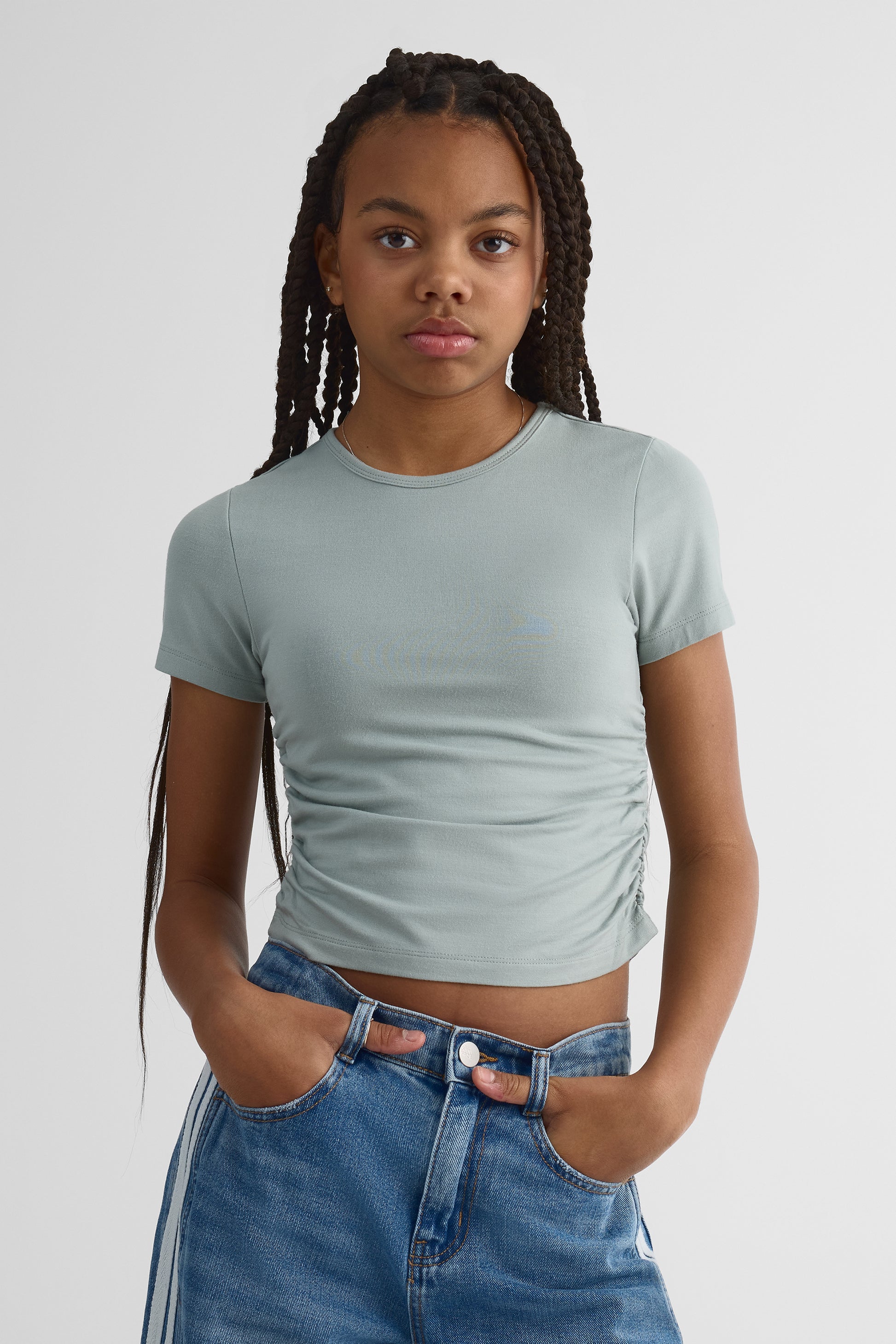 Chandail M/courtes col rond stretch - Ado fille && SARCELLE