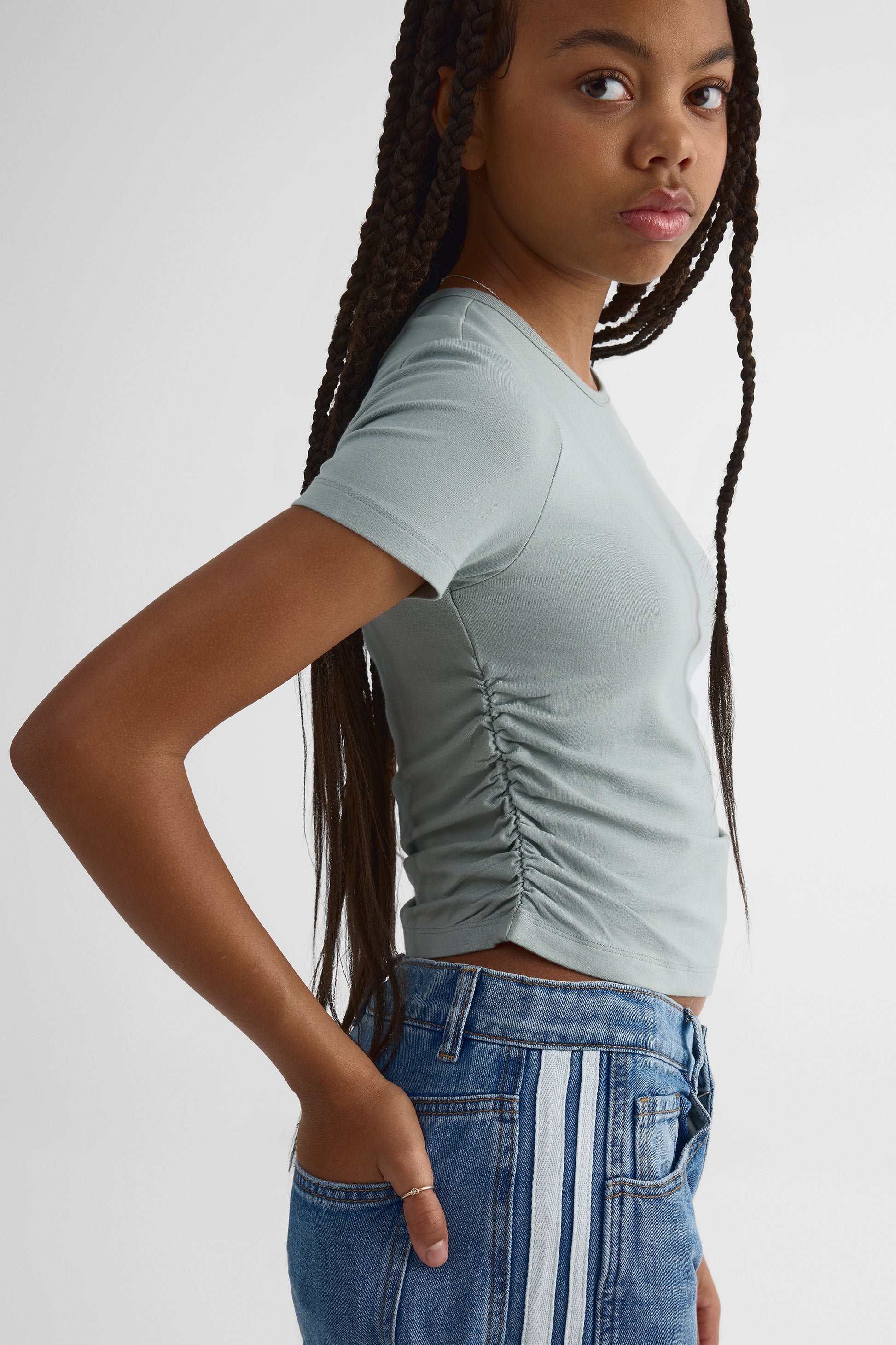 Chandail M/courtes col rond stretch - Ado fille && SARCELLE