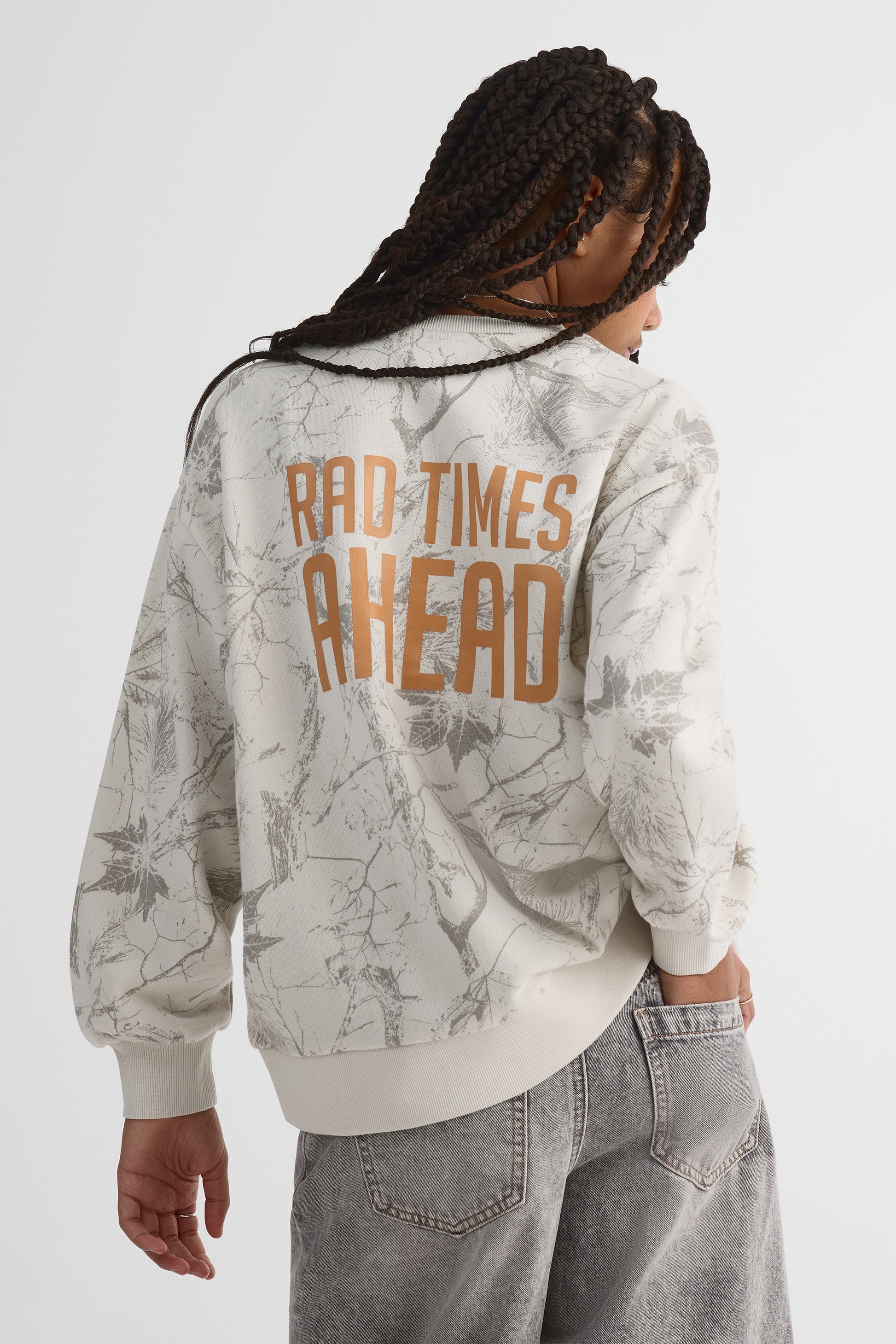 Chandail ouaté col rond, manches longues - Ado fille && GRIS MULTI