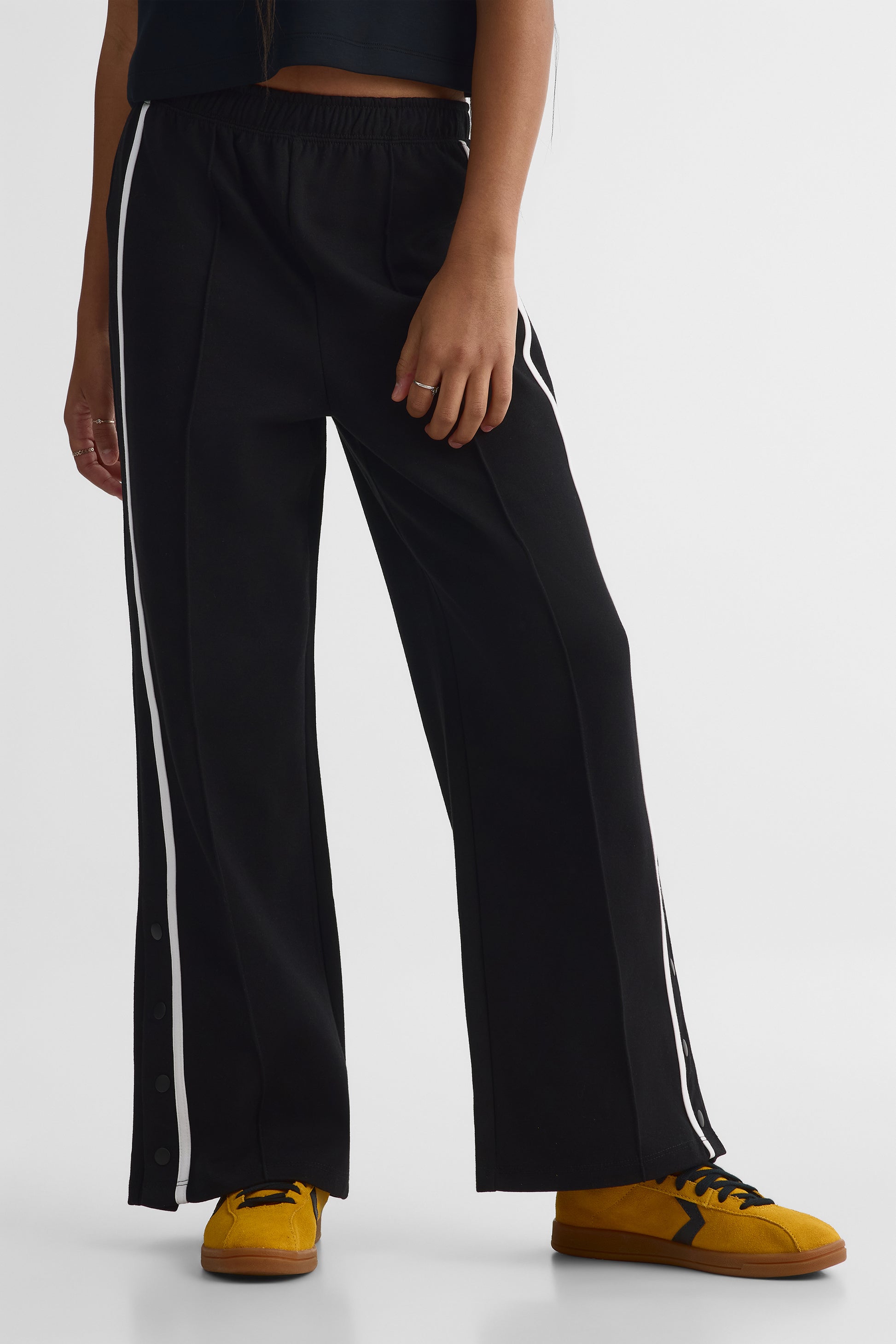 Pantalon sport large avec snaps - Enfant fille && NOIR