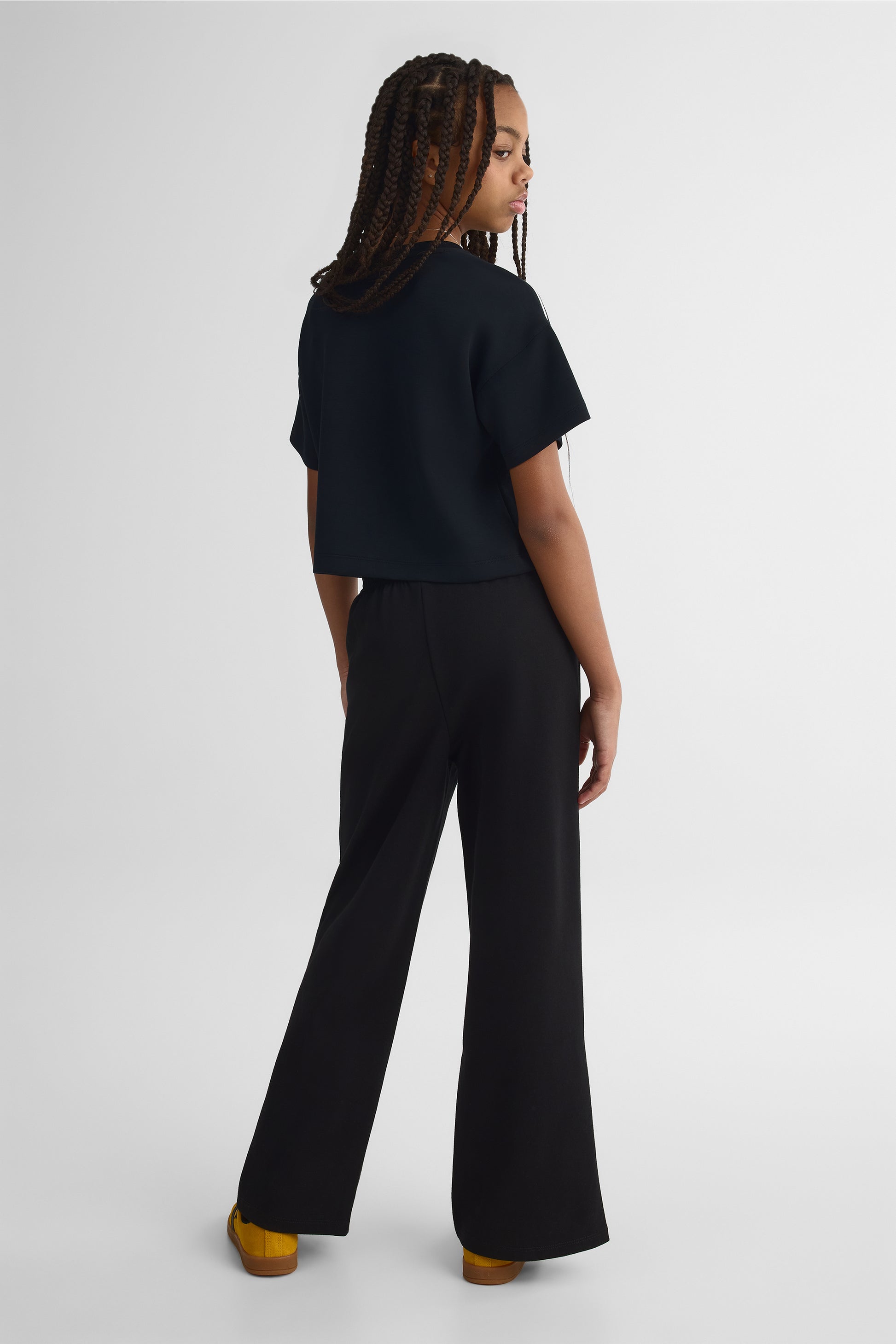 Pantalon sport large avec snaps - Enfant fille && NOIR