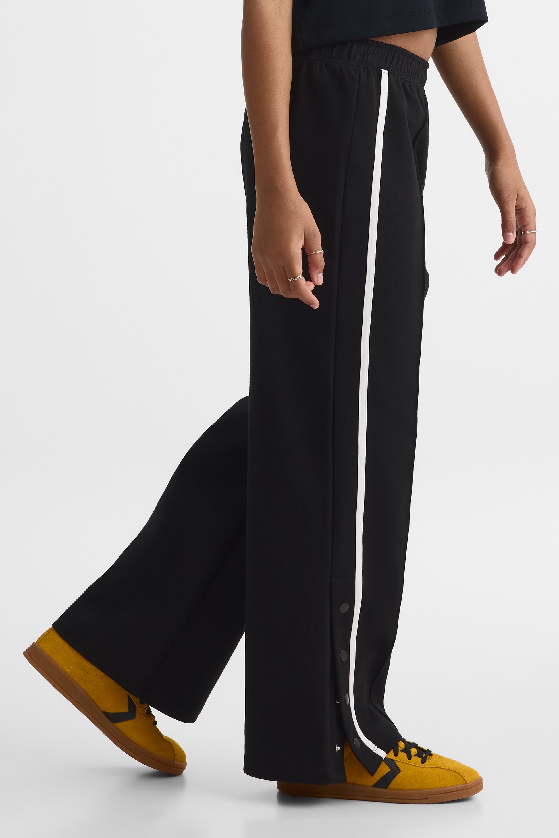Pantalon sport large avec snaps - Enfant fille && NOIR