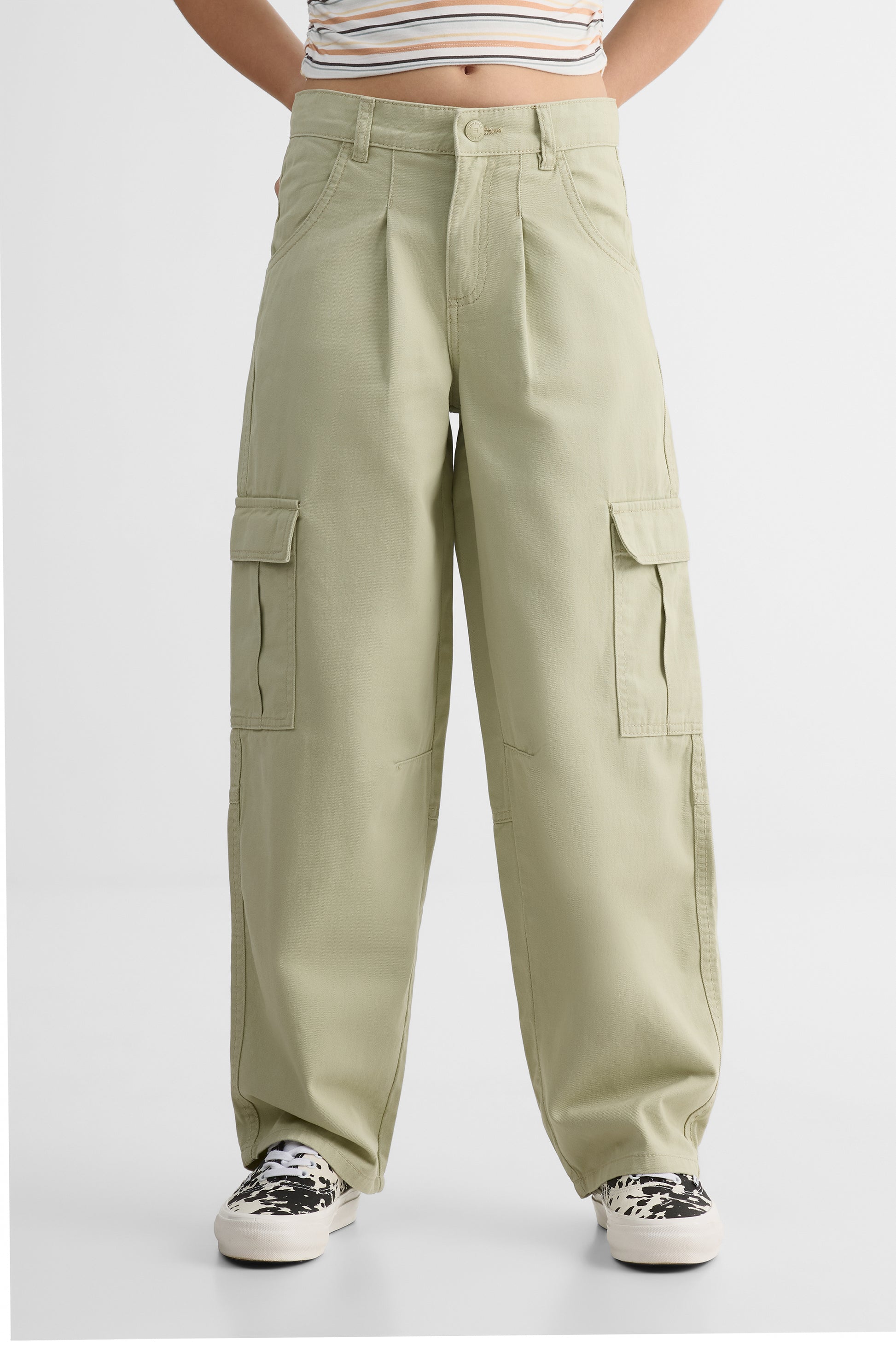 Pantalon skater cargo en twill brossé - Ado fille && KAKI