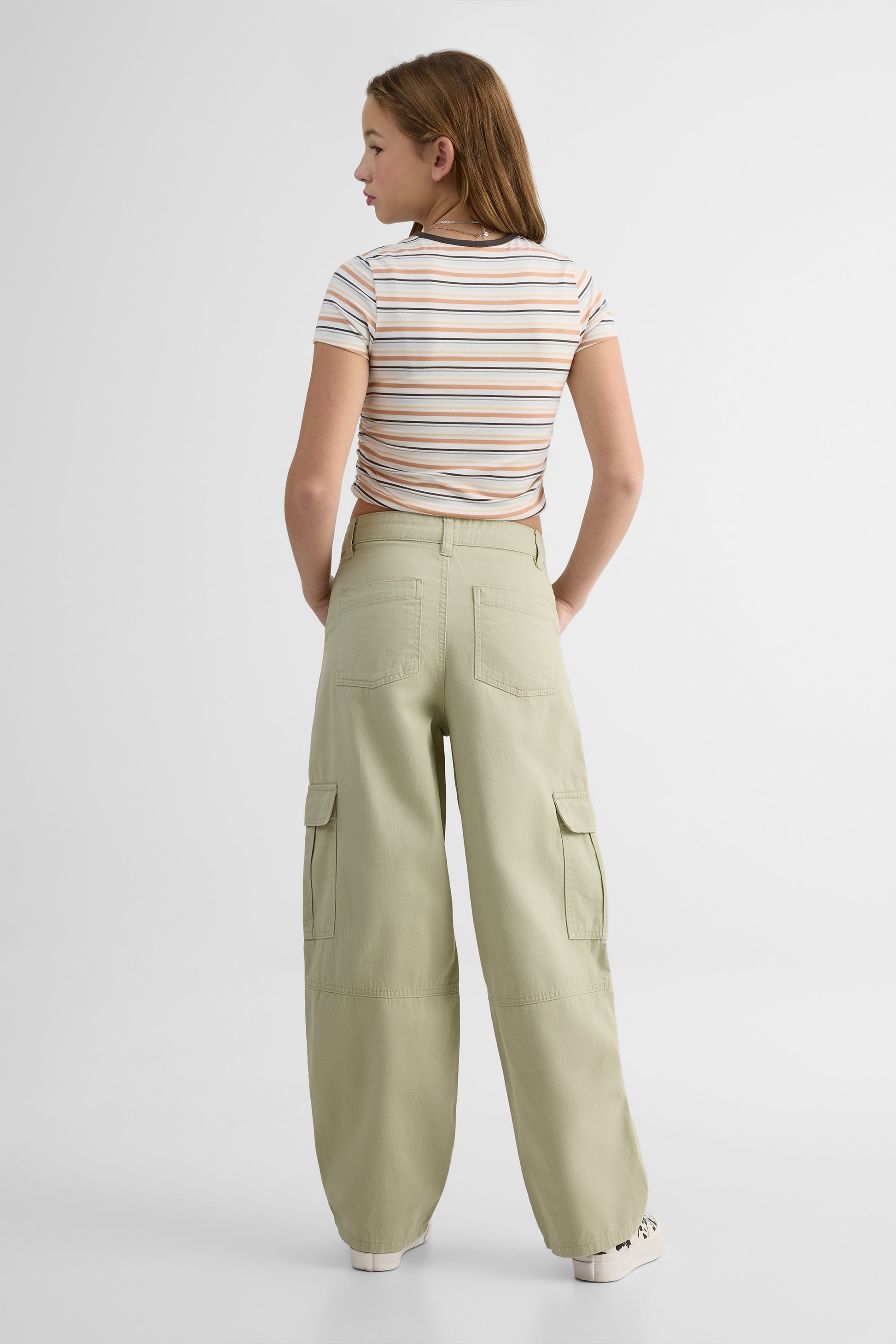 Pantalon skater cargo en twill brossé - Ado fille && KAKI