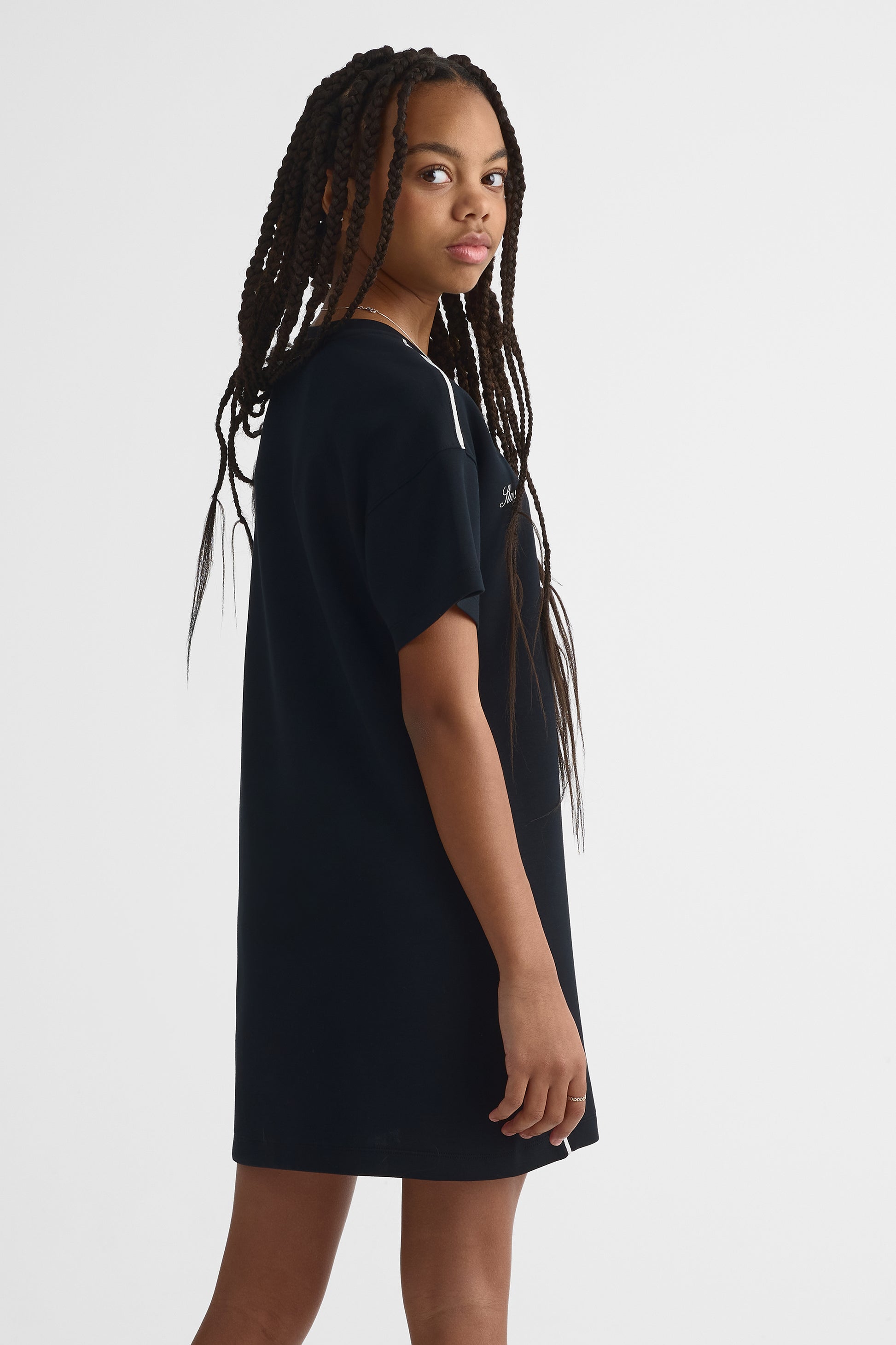 Robe manches courtes imprimée – Ado fille && NOIR