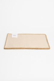 Napperons en faux lin brodés - MaisonPacks 4 && BEIGE