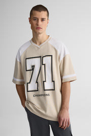 T-shirt graphique manches courtes en coton - Jeune homme && BEIGE