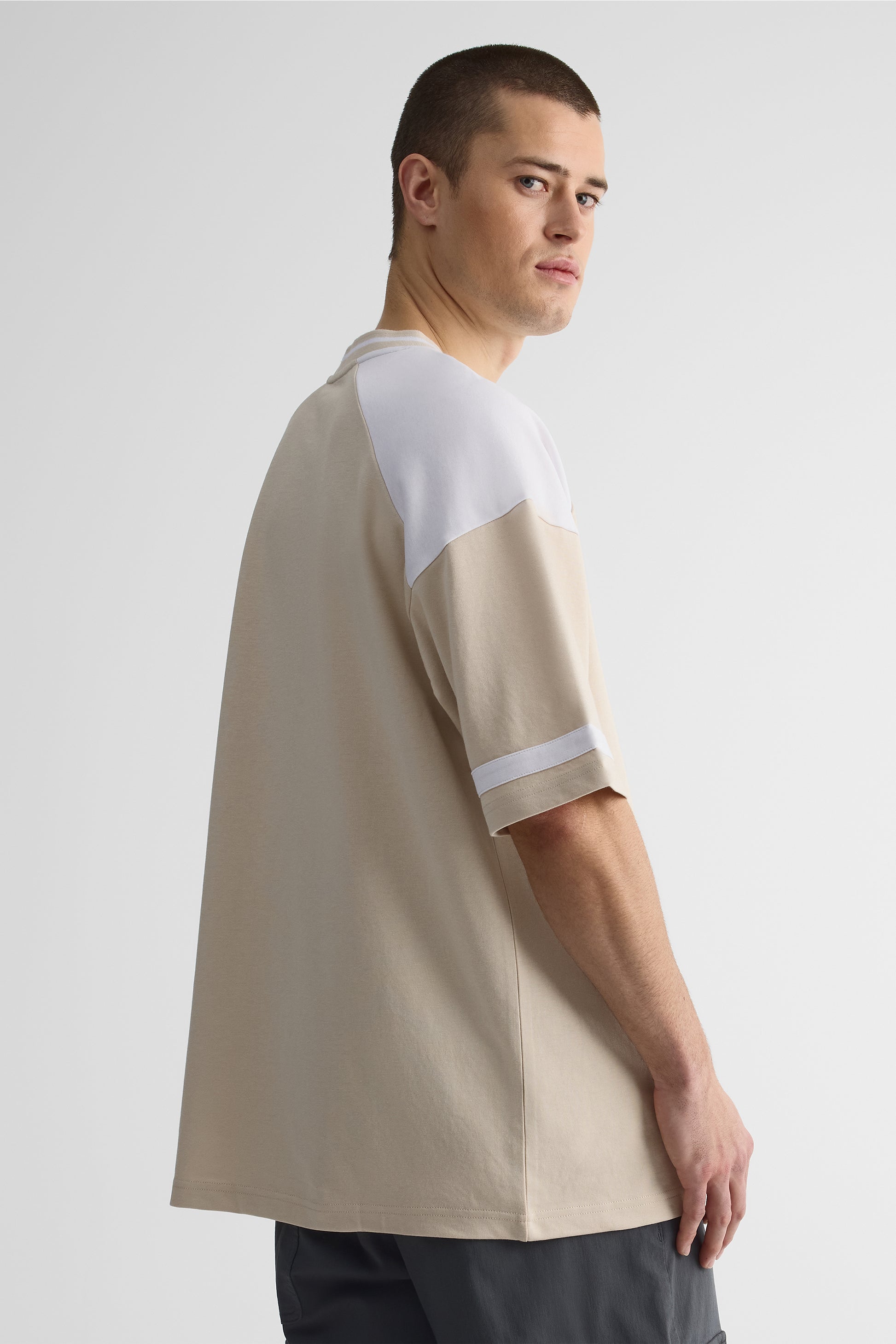 T-shirt graphique manches courtes en coton - Jeune homme && BEIGE