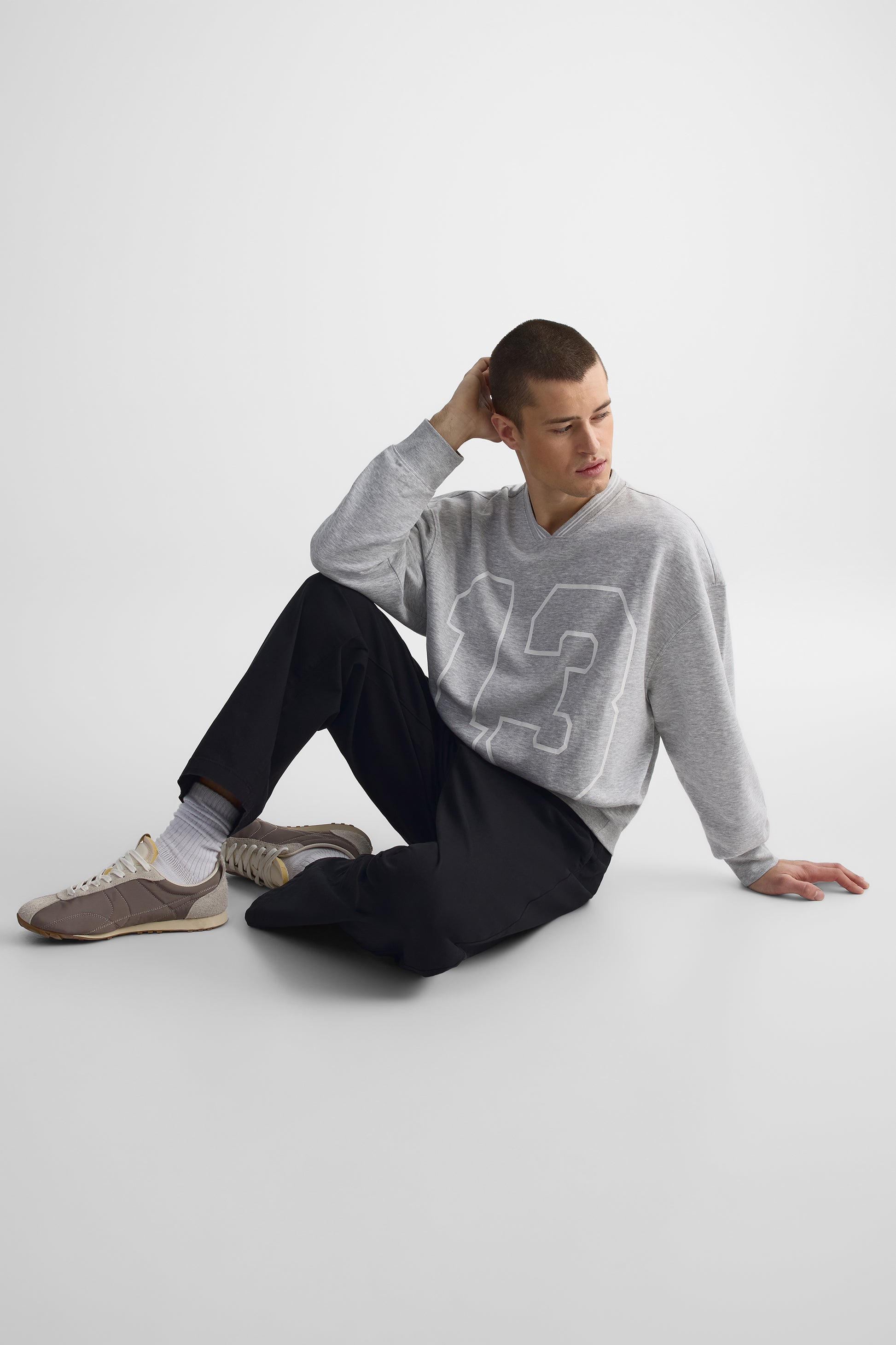 Pantalon ample en coton recyclé – Jeune homme && NOIR