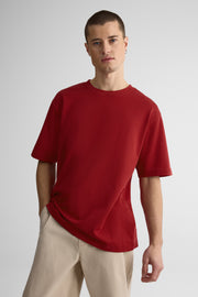 T-shirt uni manches courtes en slick jersey - Jeune homme && ROUGE