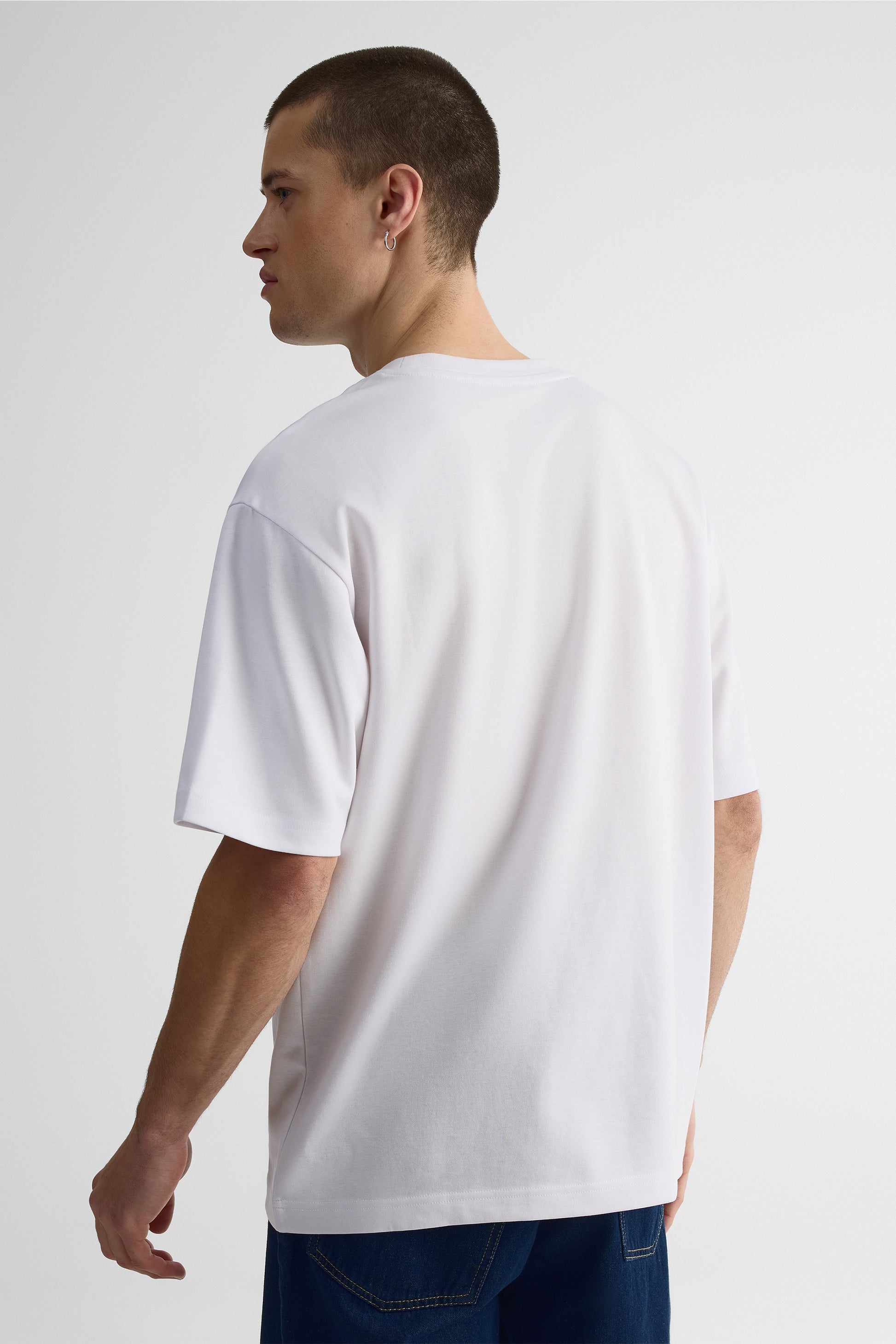 T-shirt uni manches courtes en slick jersey - Jeune homme && BLANC