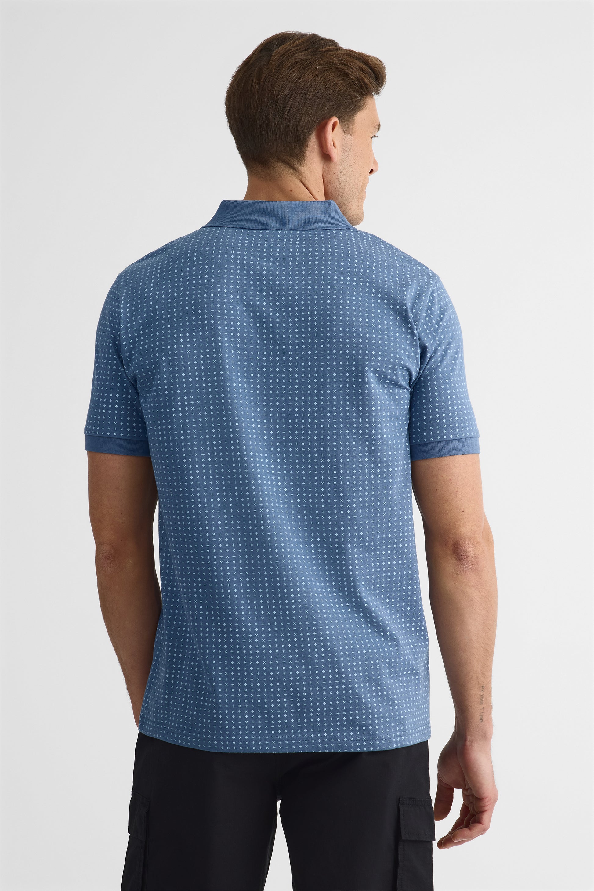 Chandail polo imprimé en coton - Homme && BLEU MULTI