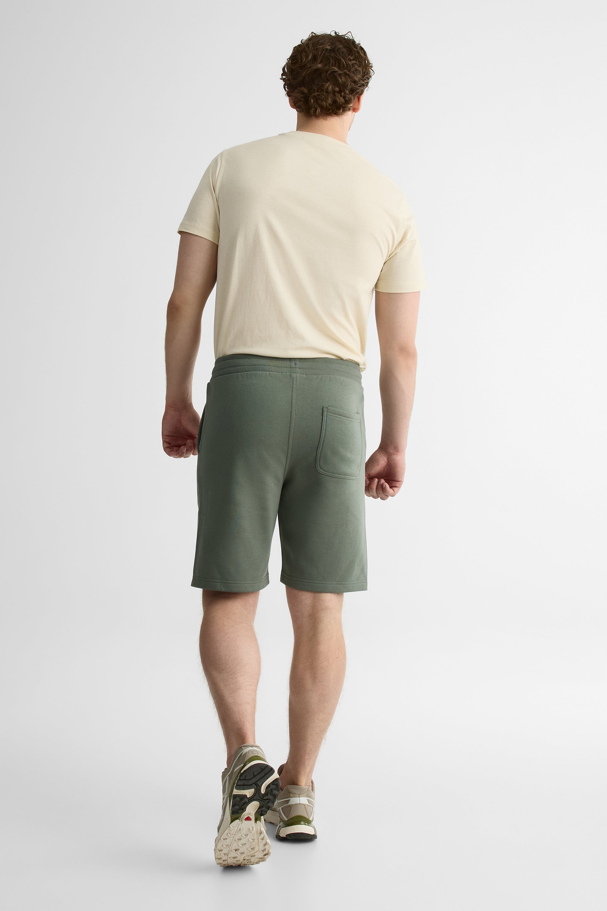 Short en fleece uni avec cordon - Homme && VERT