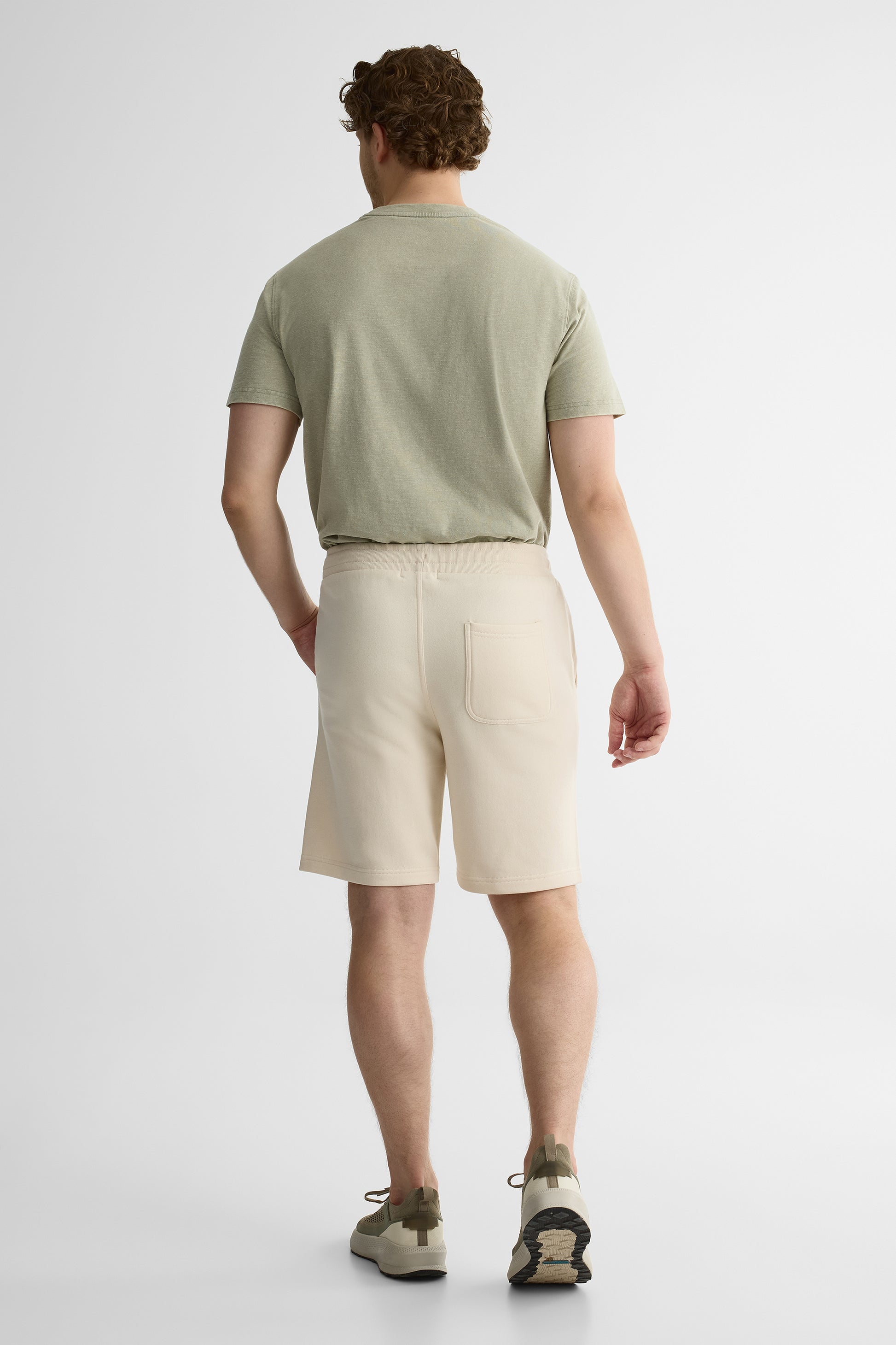 Short en fleece uni avec cordon - Homme && BEIGE