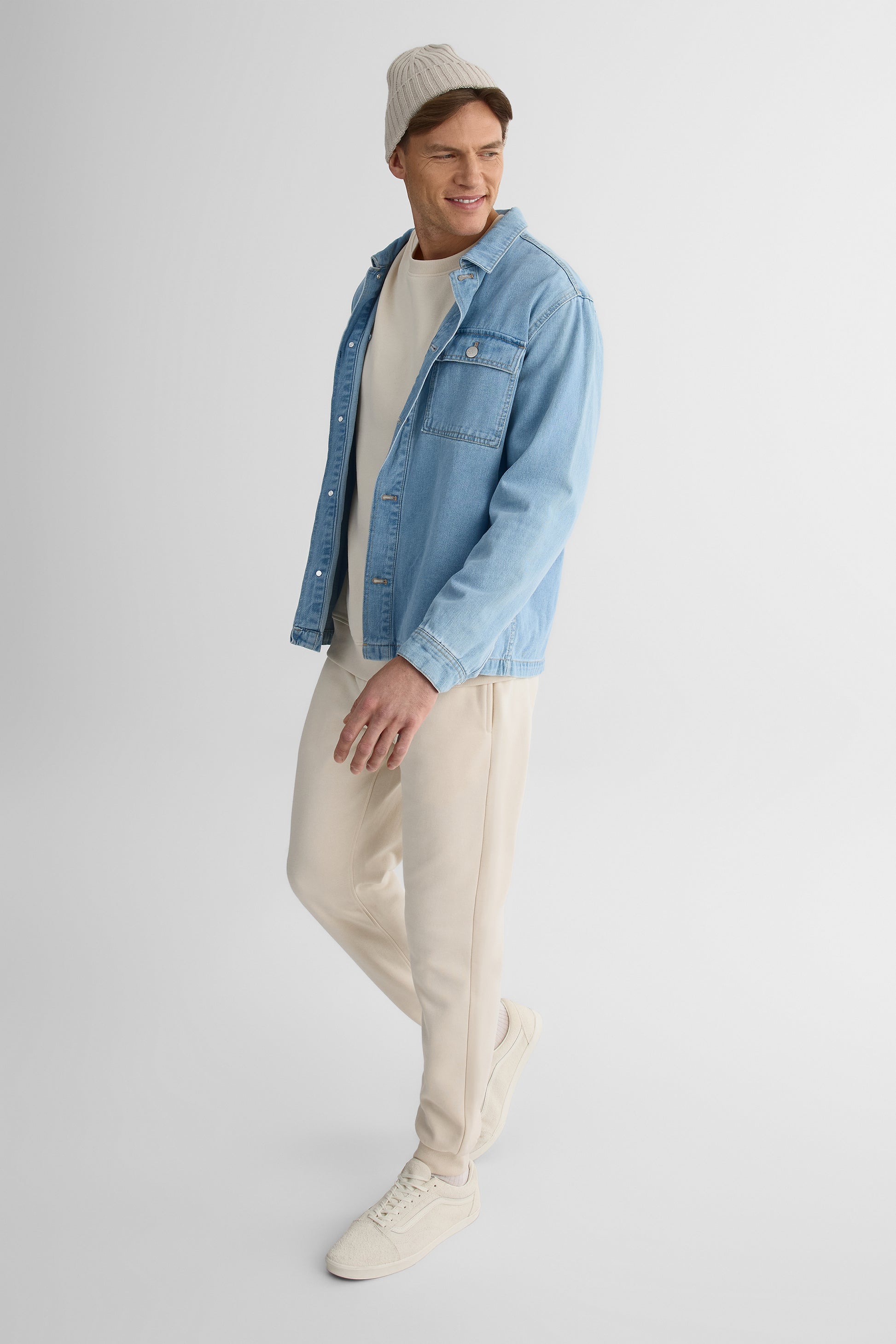 Pantalon ouaté uni avec poches – Homme && BEIGE