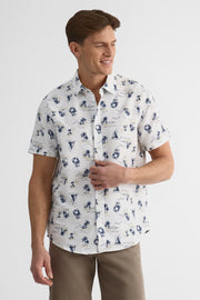 Chemise manches courtes à motifs - Homme && BLANC MULTI