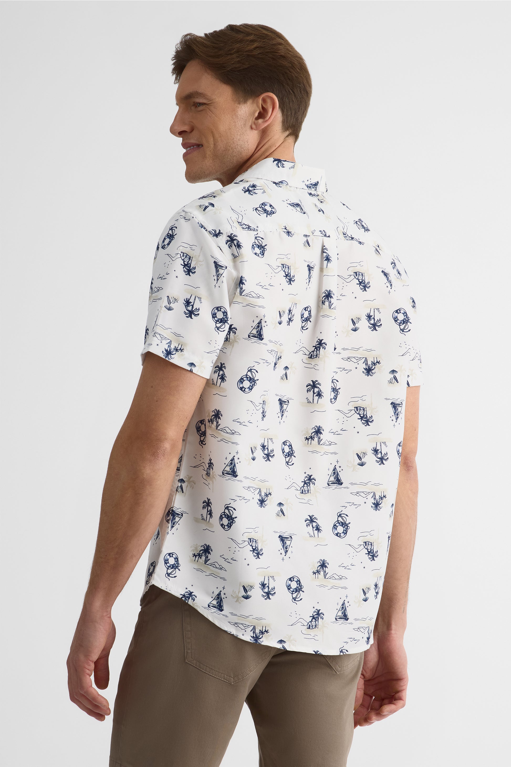 Chemise manches courtes à motifs - Homme && BLANC MULTI
