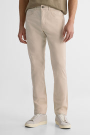 Pantalon ajusté 5 poches en stretch - Homme && BEIGE