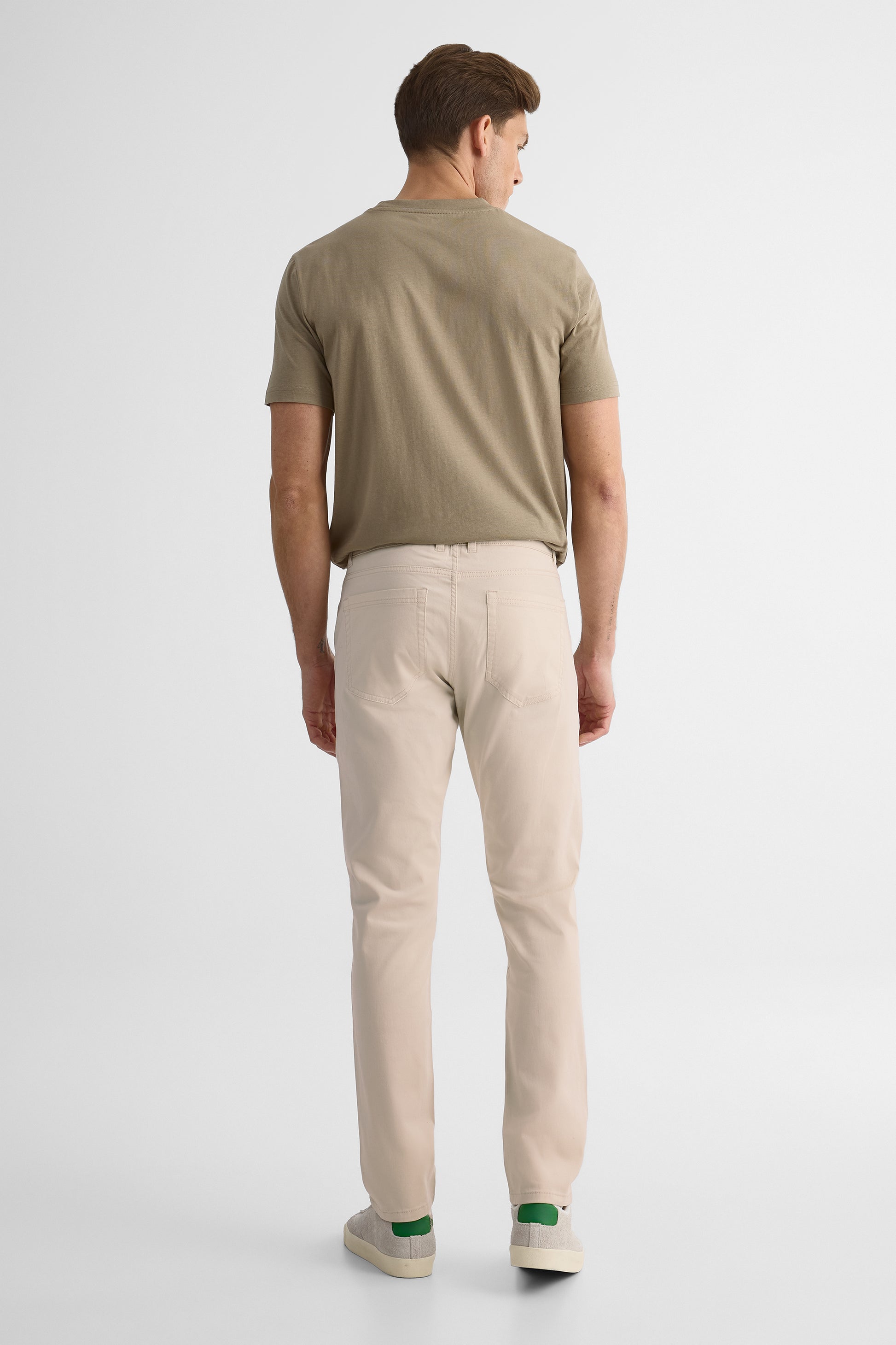 Pantalon ajusté 5 poches en stretch - Homme && BEIGE