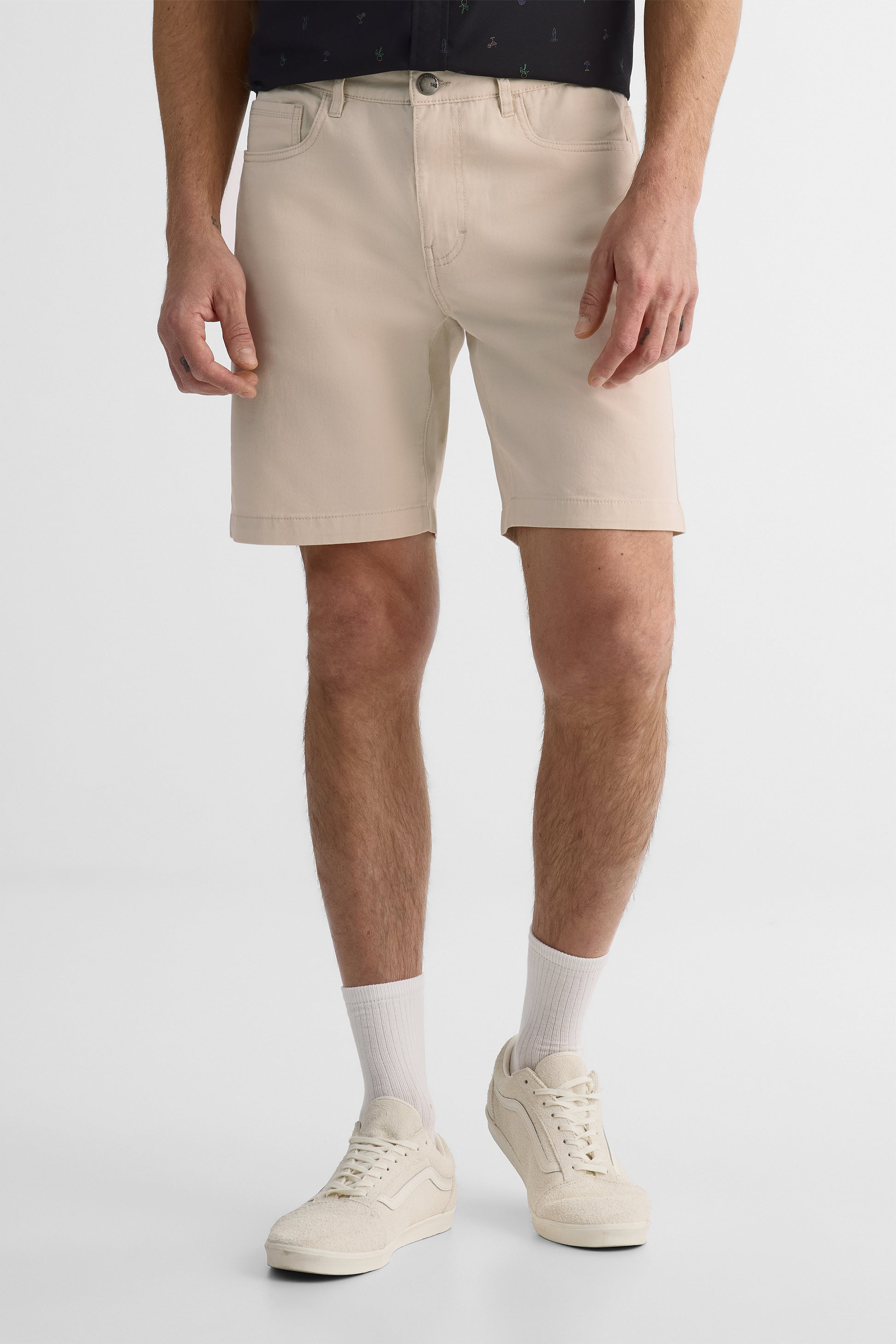 Short 5 poches en twill stretch - Homme && BEIGE