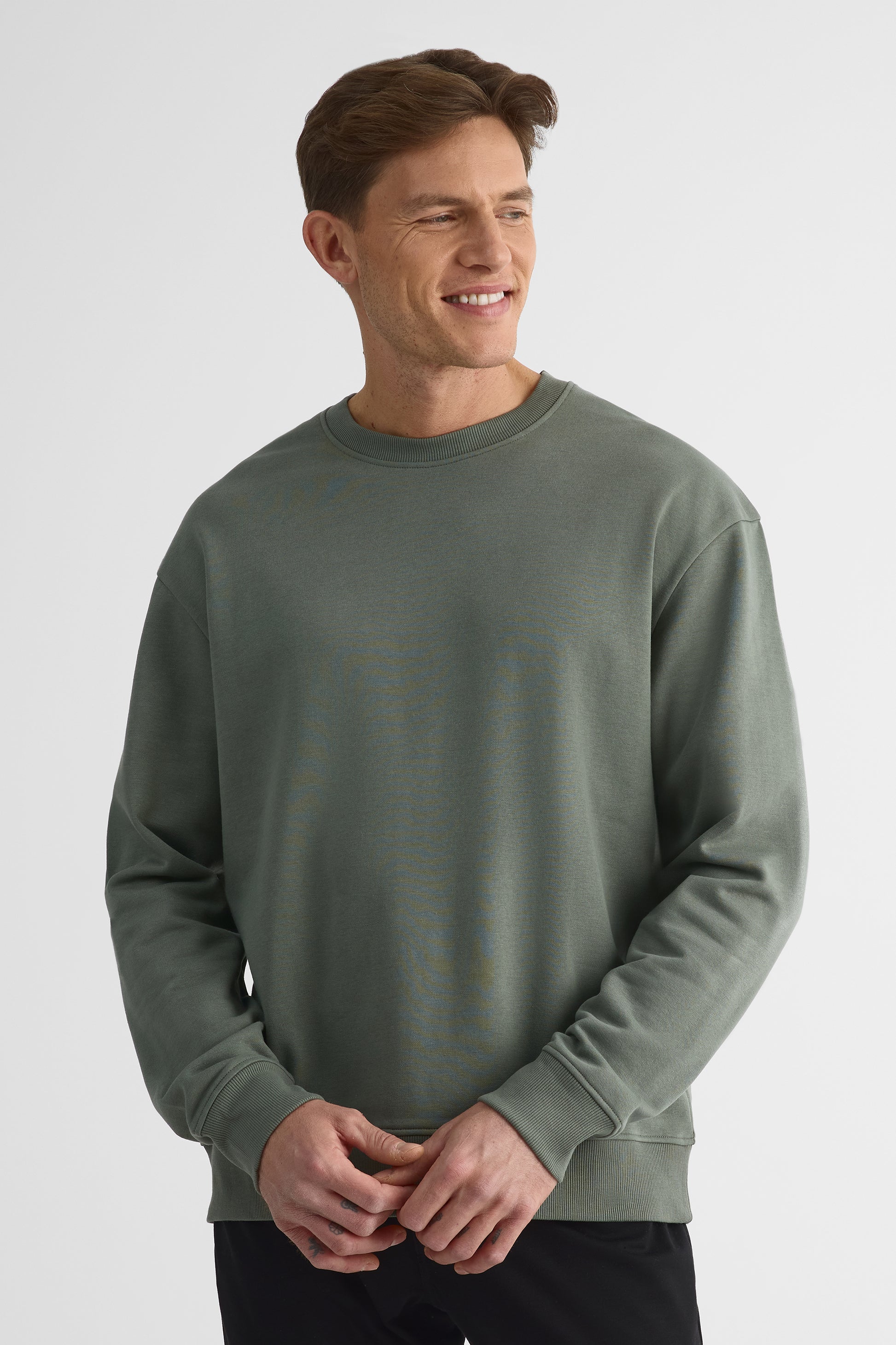 Chandail ouaté uni à manches longues - Homme && VERT