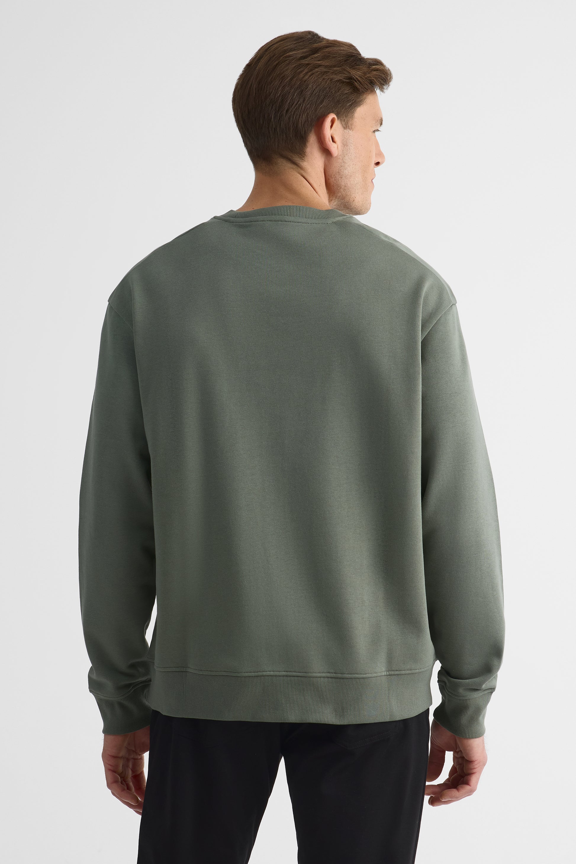 Chandail ouaté uni à manches longues - Homme && VERT