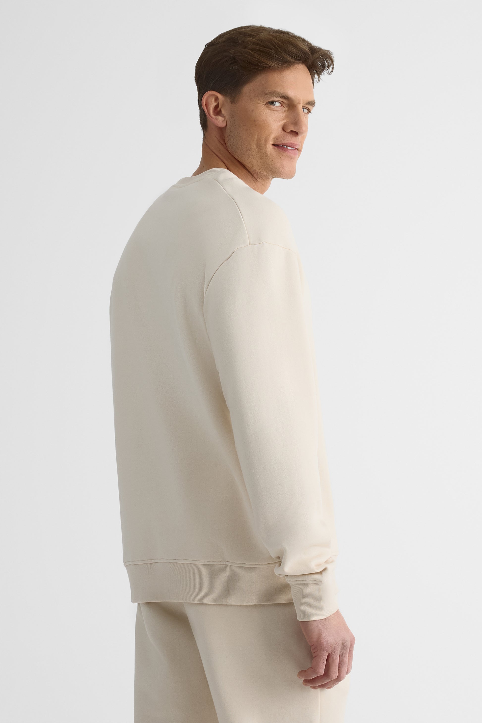 Chandail ouaté uni à manches longues - Homme && BEIGE