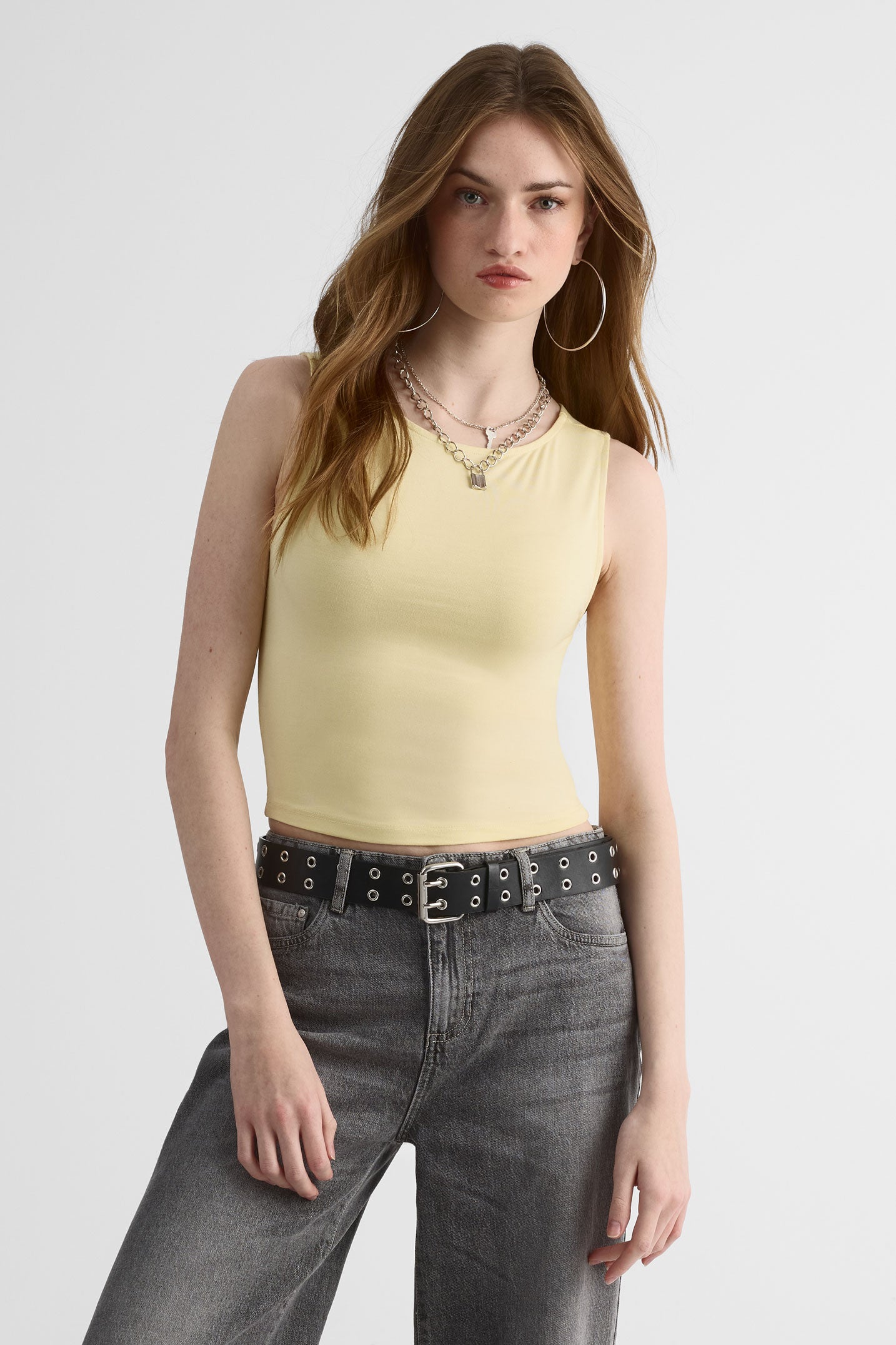 Camisole Boatneck en rayon – Femme && JAUNE