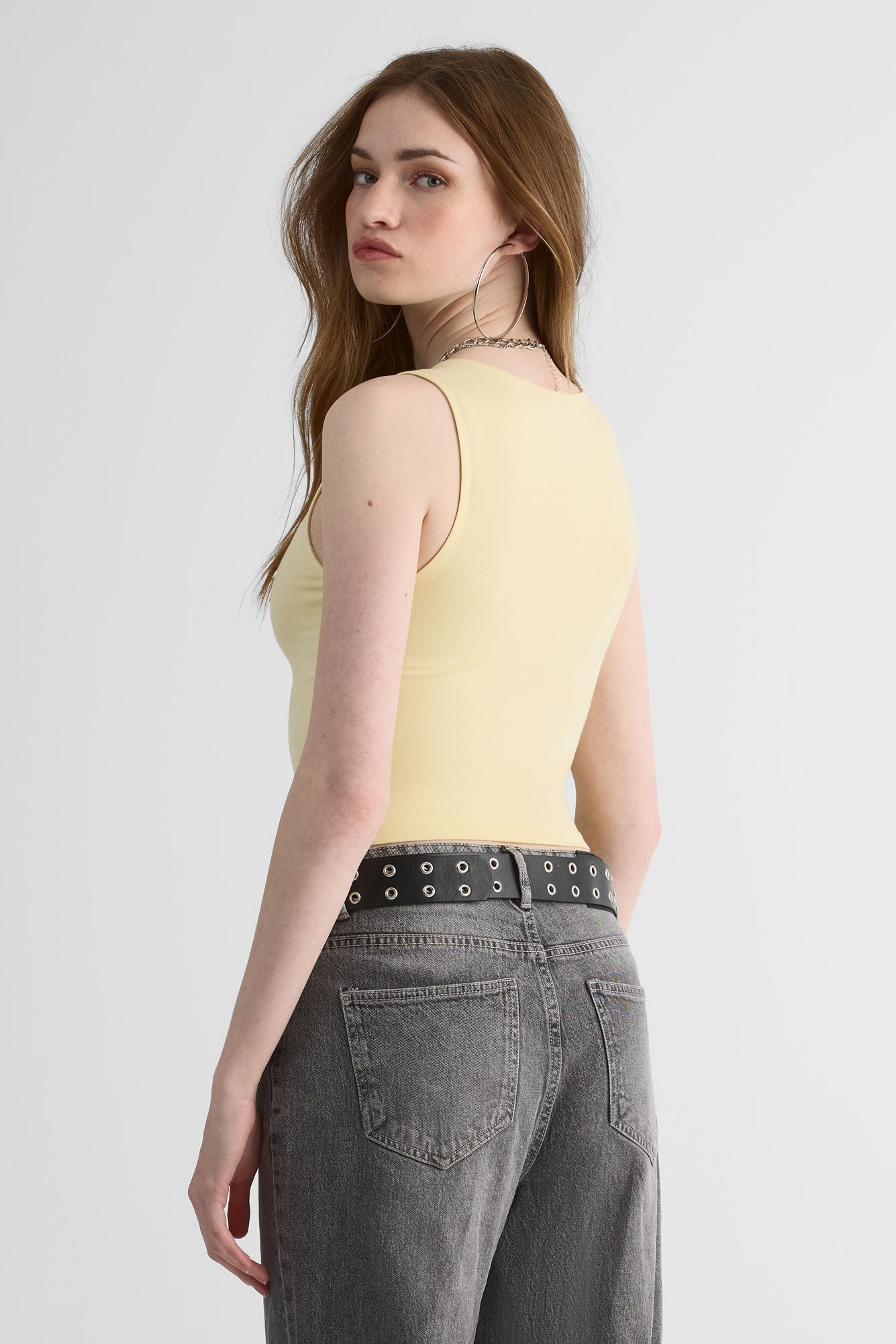 Camisole Boatneck en rayon – Femme && JAUNE