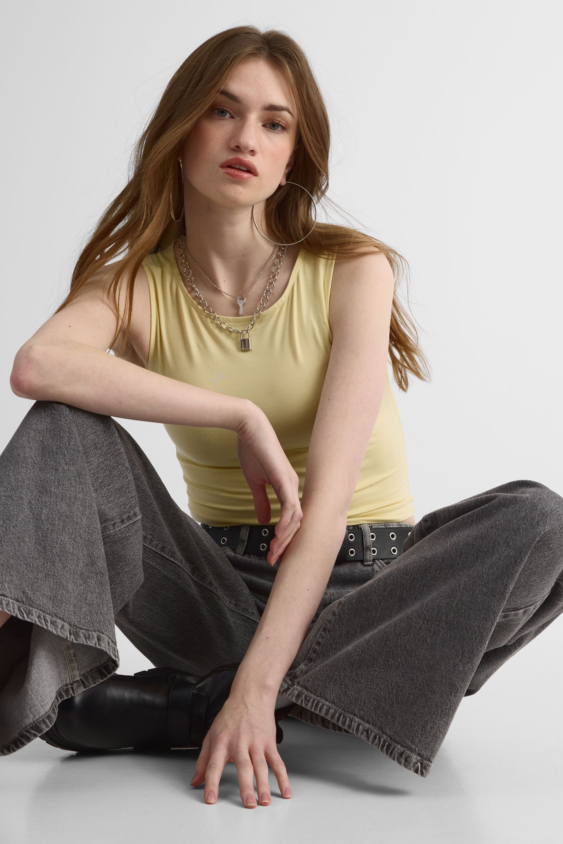 Camisole Boatneck en rayon – Femme && JAUNE