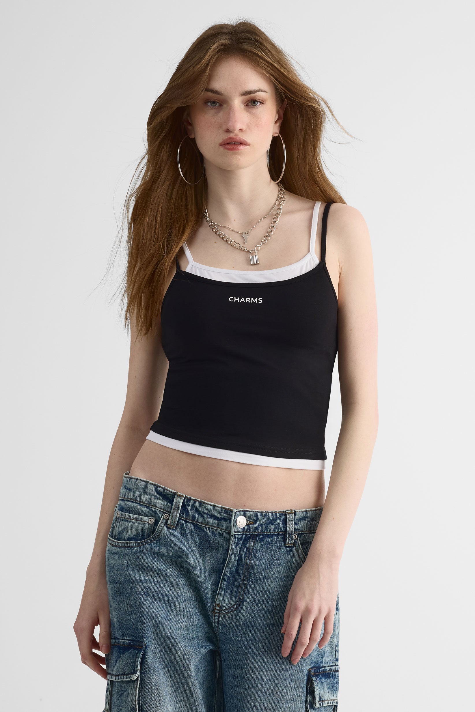 Camisole ajustable à bretelles spaghetti - Femme && NOIR