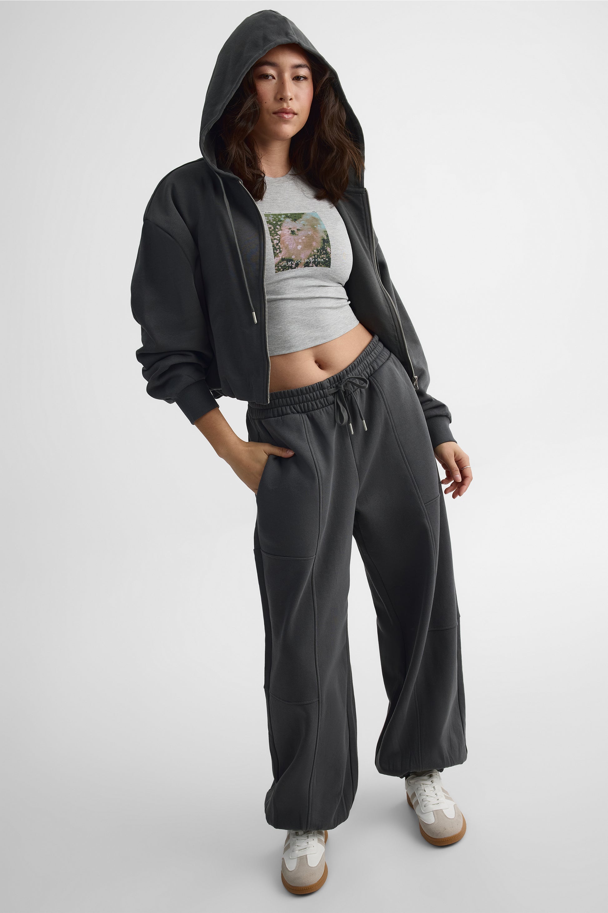 Chandail M/courtes col rond imprimé – Femme && GRIS MIXTE