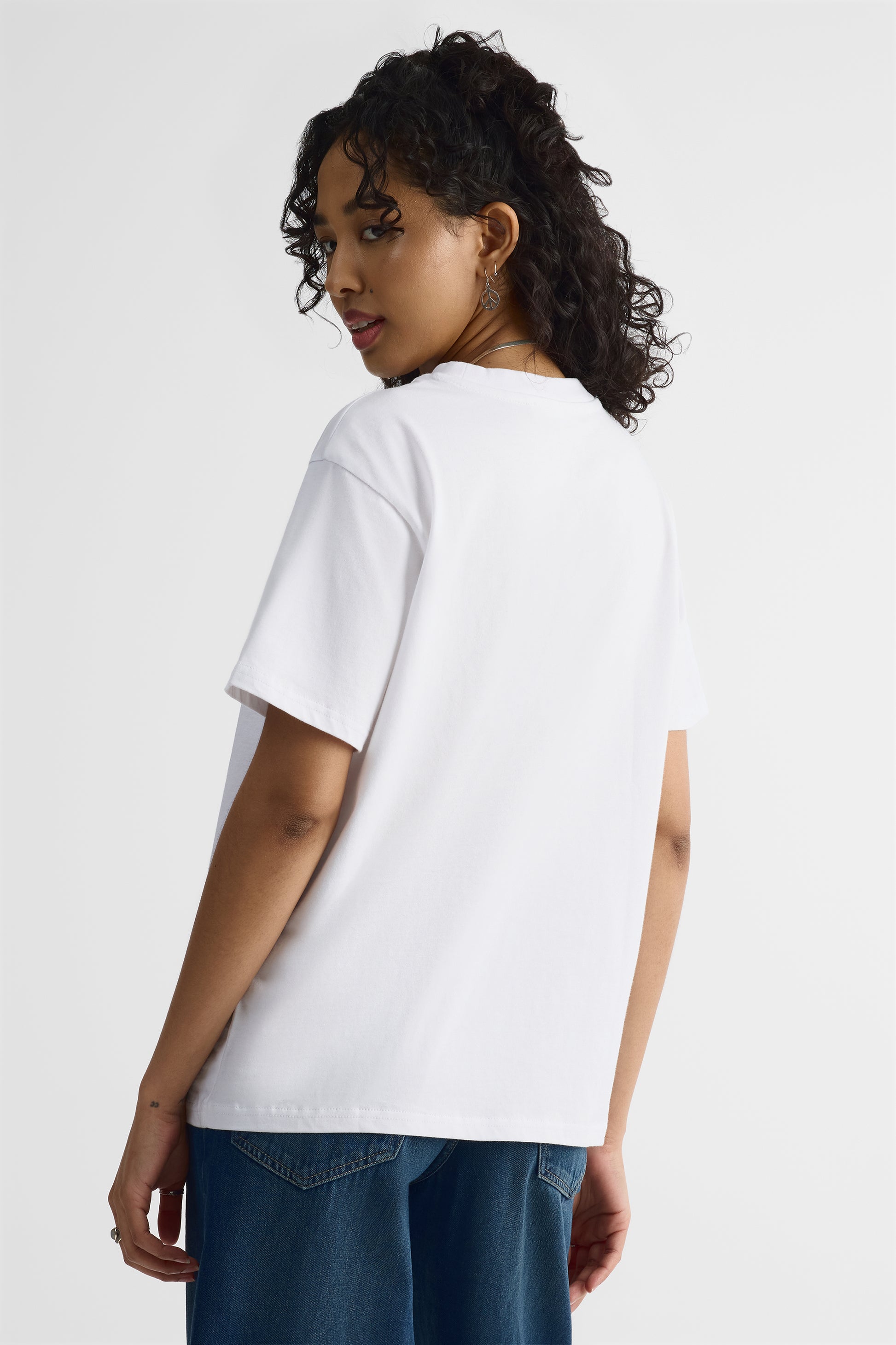 Chandail M/courtes oversize en coton uni - Femme && BLANC