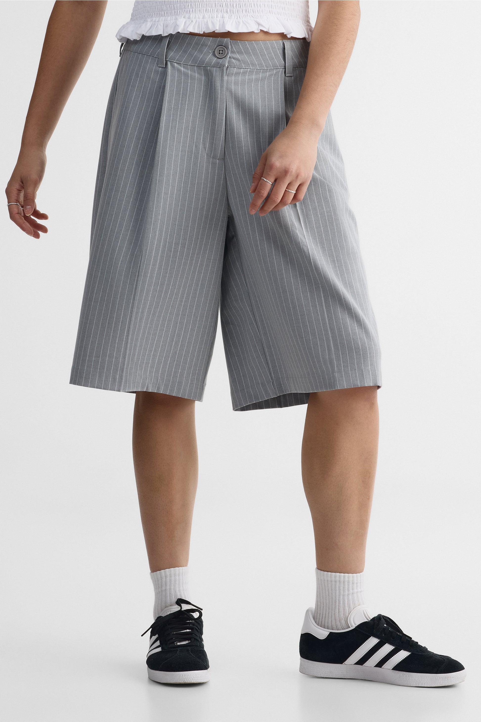 Bermuda mi-hauteur à jambes larges – Homme && GRIS MIXTE