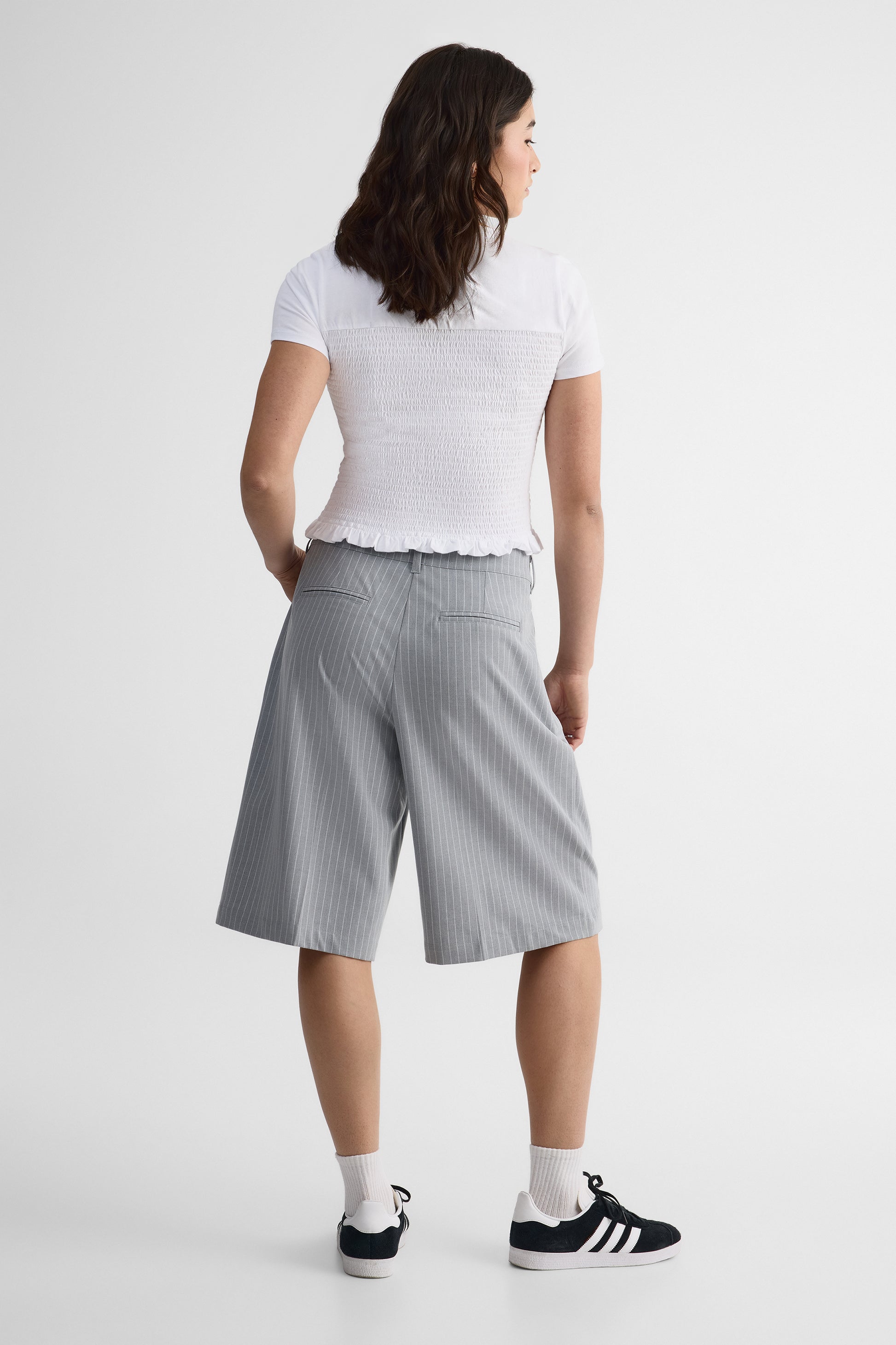 Bermuda mi-hauteur à jambes larges – Homme && GRIS MIXTE