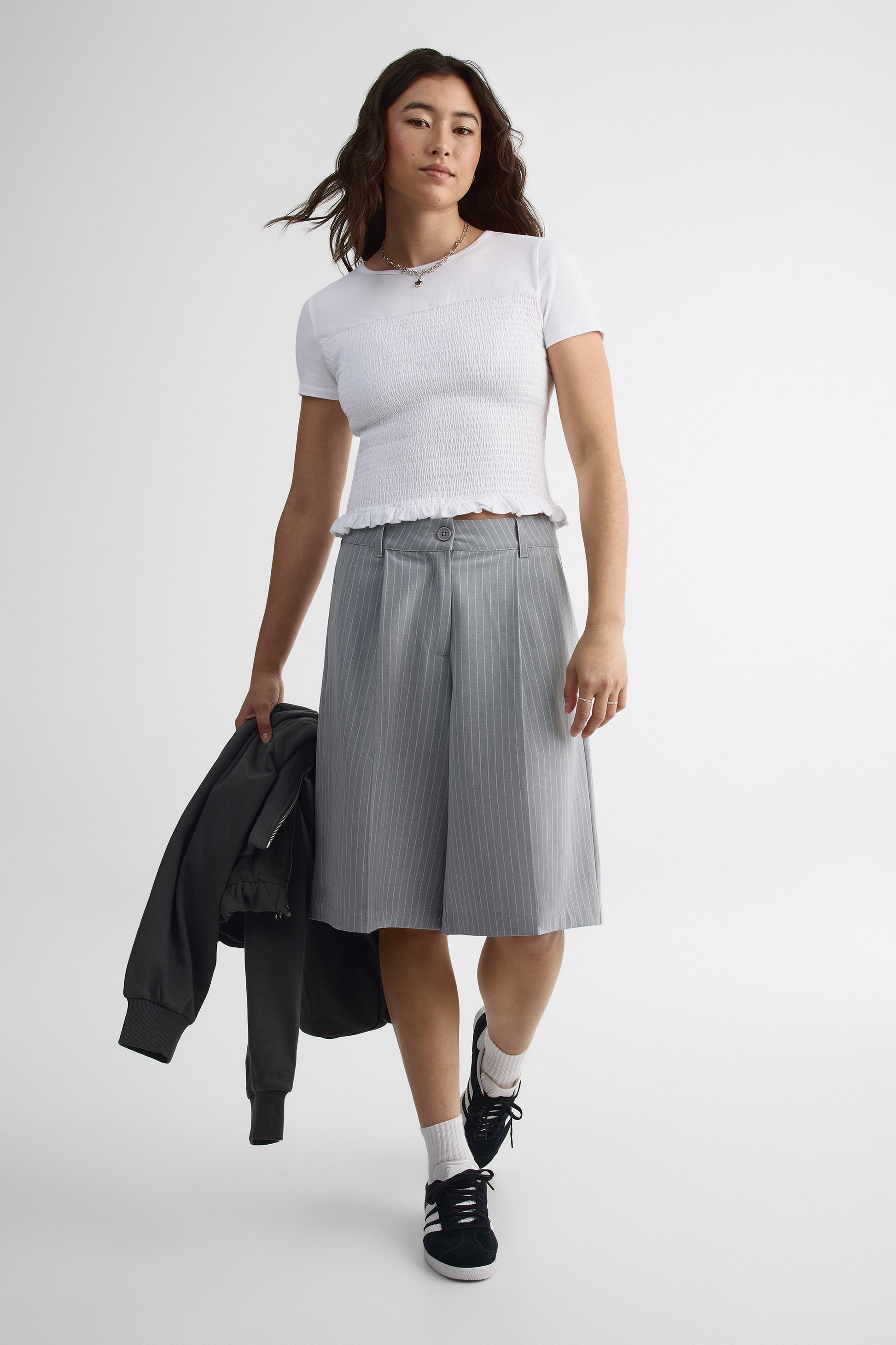 Bermuda mi-hauteur à jambes larges – Homme && GRIS MIXTE